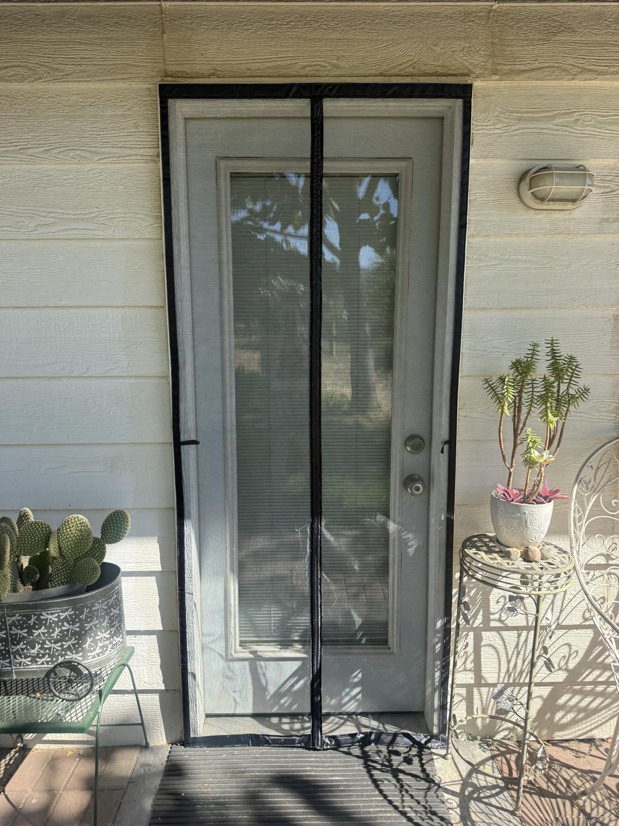 HOFUDON Upgraded Magnetic Screen Door Mesh, Full Strip Magnets, Heavy Duty Fiberglass Mesh, Door Screen Magnetic Closure for Single Door Size 32 x 80 Inch, Screen Door Size 35 x 82 Inch Black customer photo 2