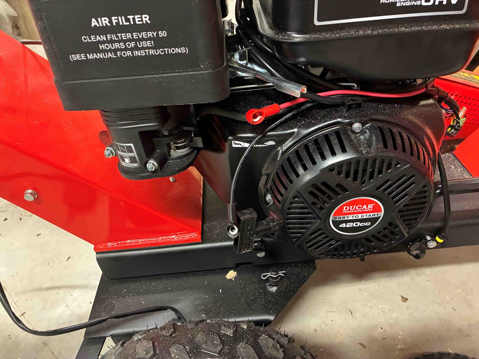 MechMaxx 15 inch DUCAR 420cc 15HP Electric Start Gasoline Engine Stump Grinder With Tow Bar, 12pcs Alloy Teeth, 15'' Cutting Height And 10'' Cutting Depth, Two Wheel Brake System, SG380 customer photo 2