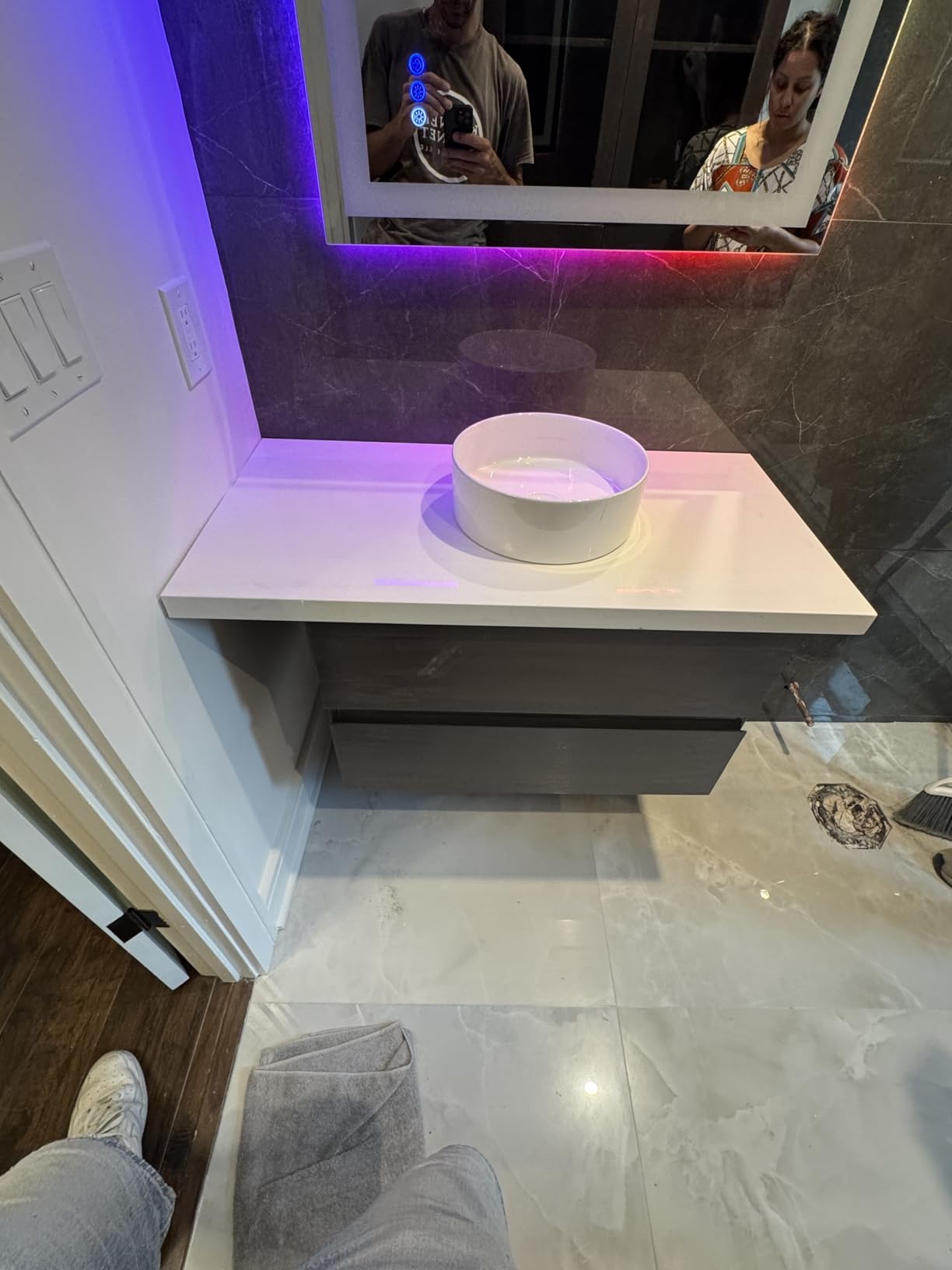 DeerValley 72'' Bathroom Vanity with Double Sink Top, White | Pre-Assembled Modern Bathroom Cabinet Sink Combo with Backsplash, Soft Closing Doors, Multifunctional Storage Space Vanity customer photo 2