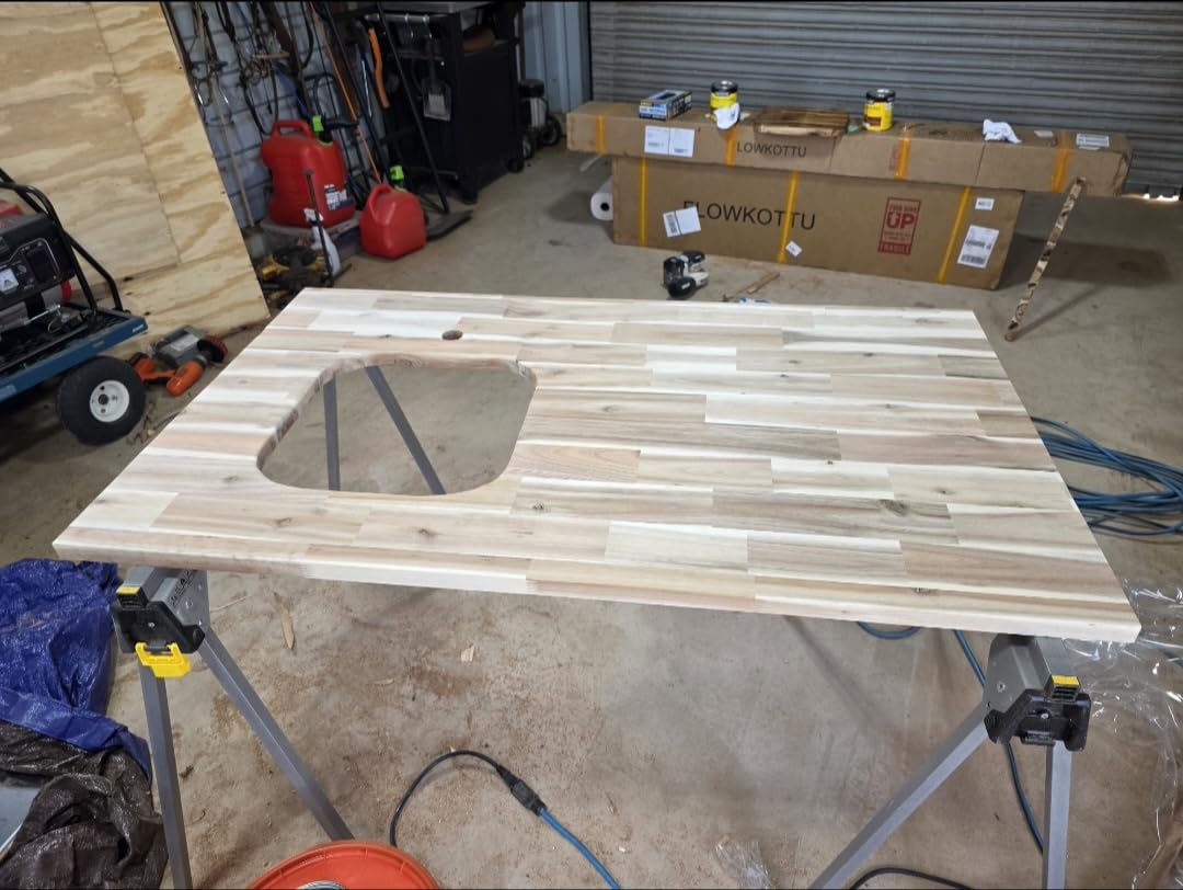 Howizz 72 x 30 in Solid Wood Table Top - 1in Thick Butcher Block Countertop for Standing Desk, Office Table, Workbench, DIY Furniture Projects, Cherry Finish customer photo 1