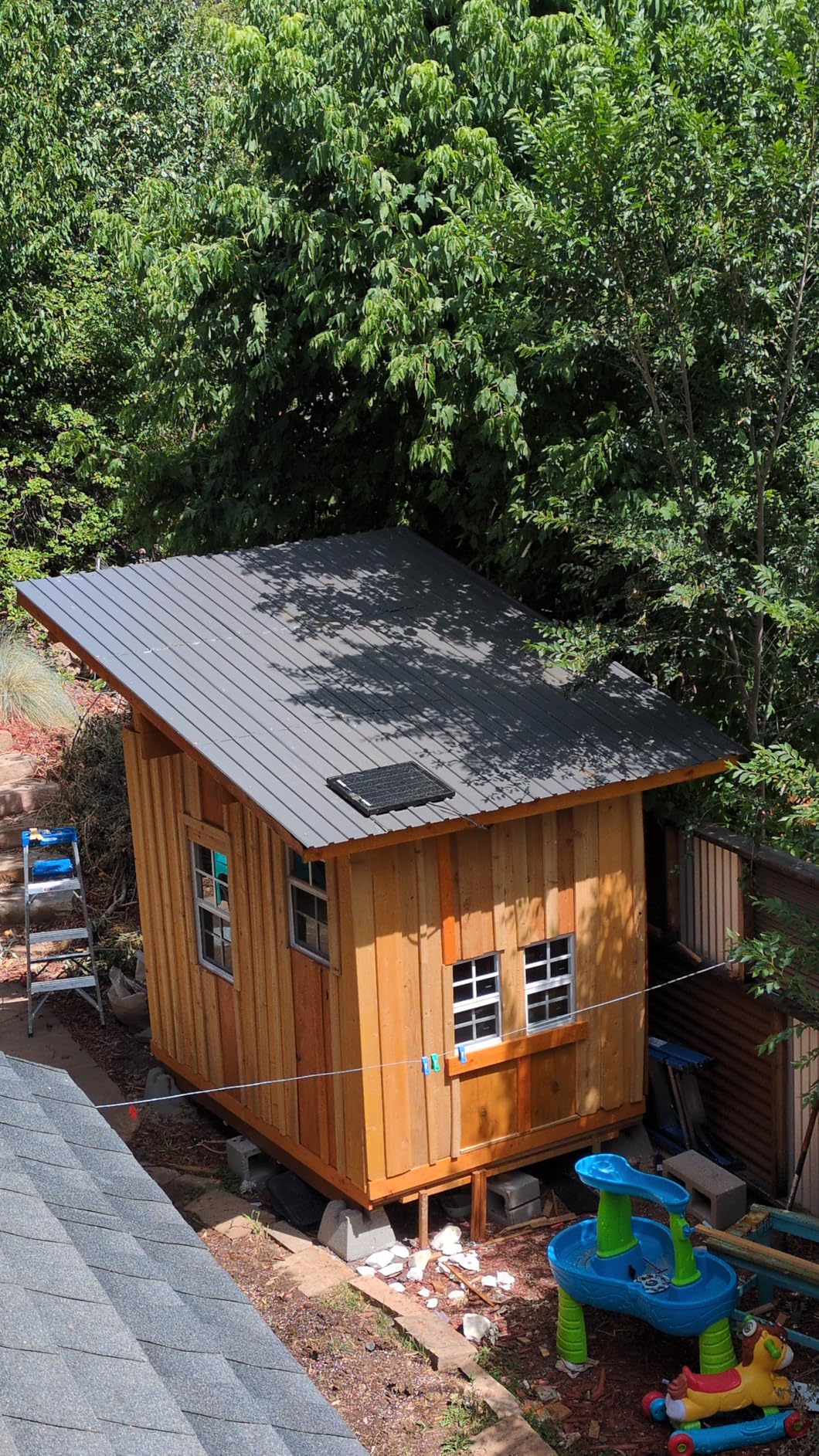 Metal Roof Panels 10 pcs 50 ft² Galvanized Steel Corrugated Tin Roofing Panels Gazebo Top Cover Garages,Sheds, Stables and Mobile Homes Replacement for Patio Outdoor Garden, Black customer photo 2