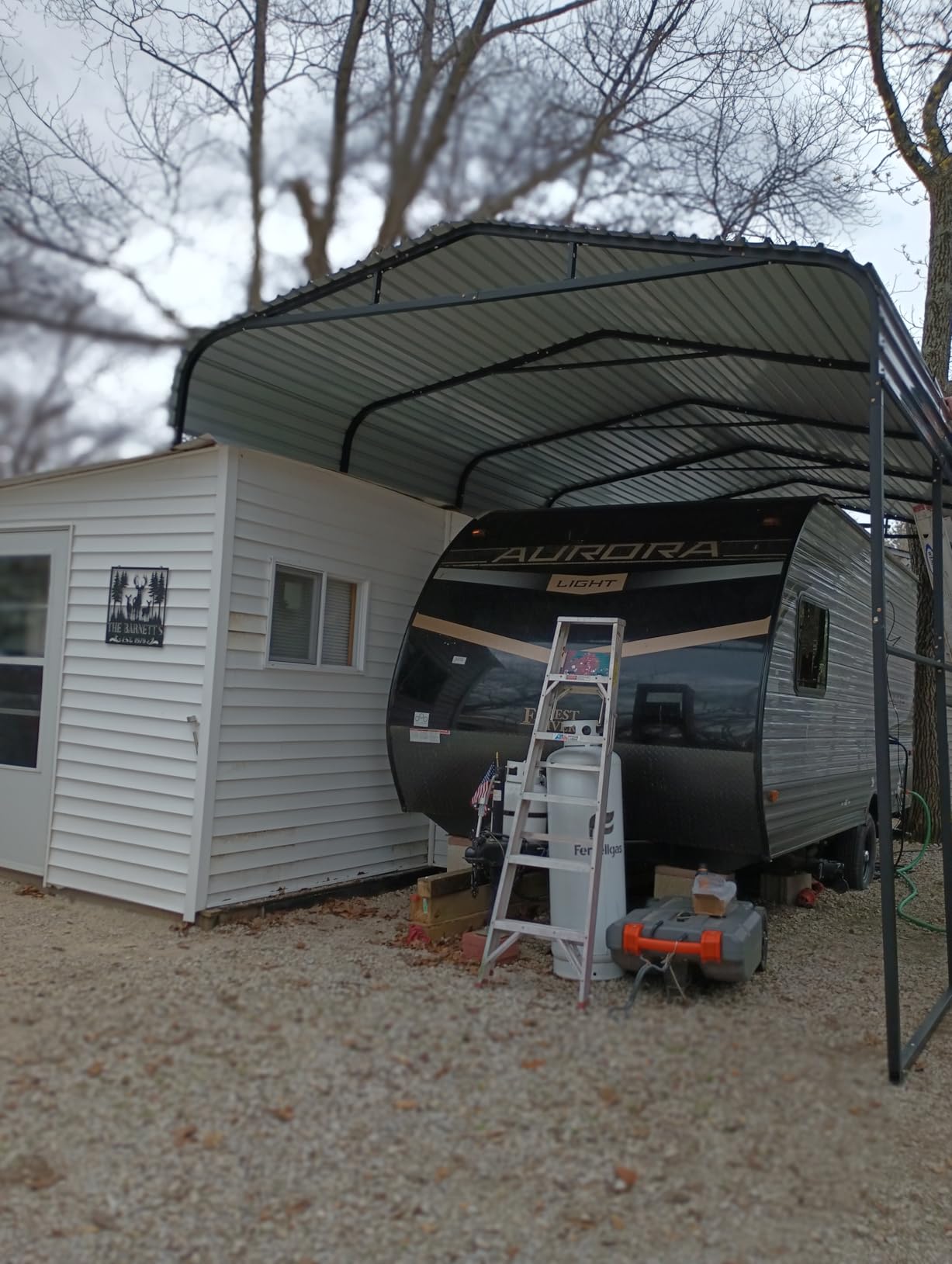 12x25FT Heavy Duty Metal Carport with Side Support Poles for All Weather | Leak-Resistant Seam, High Load Capacity, Enhanced Wind Stability, Easy Assembly, UV Protection Roof for Boat, Tractor and SUV customer photo 1