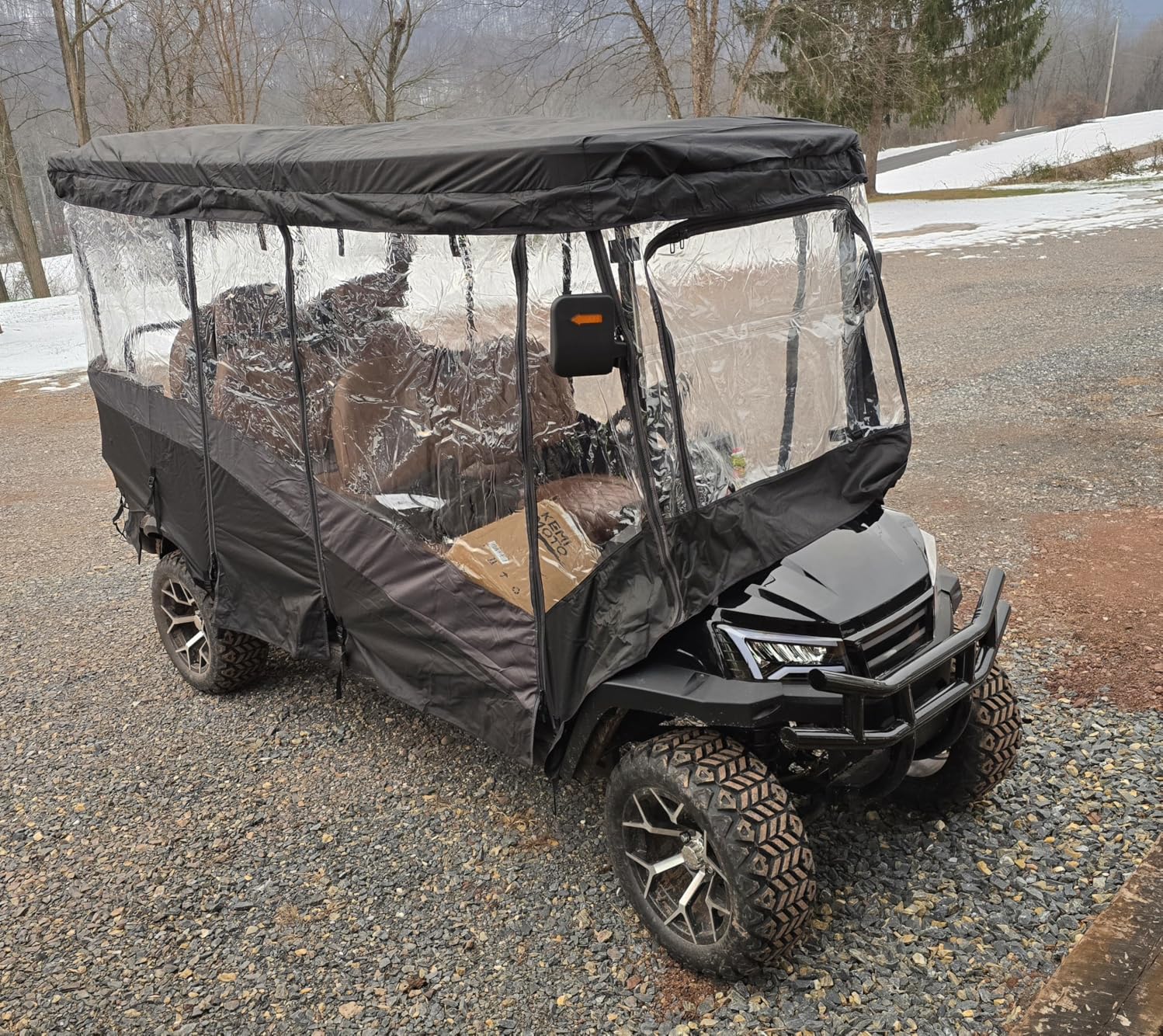KEMIMOTO Golf Cart Enclosure, 4 Passenger Golf Cart Rain Cover | 600D Waterproof Driving Enclosure with Clear PVC Windshield for Extended Roof Golf Cart customer photo 2