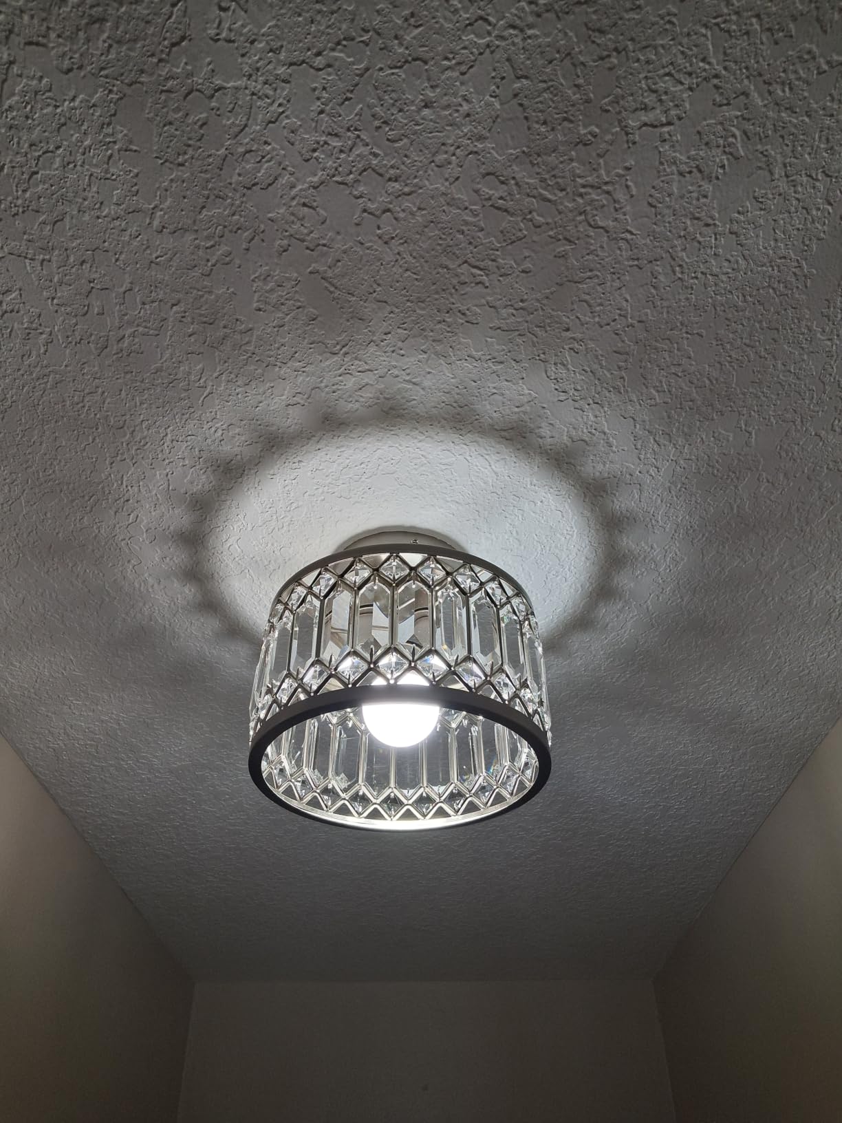Rpzloila Crystal Ceiling Light Fixture, Modern Flush Mount Ceiling Light, Black Crystal Chandelier for Kitchen Bedroom Bathroom Entryway Hallway customer photo 1