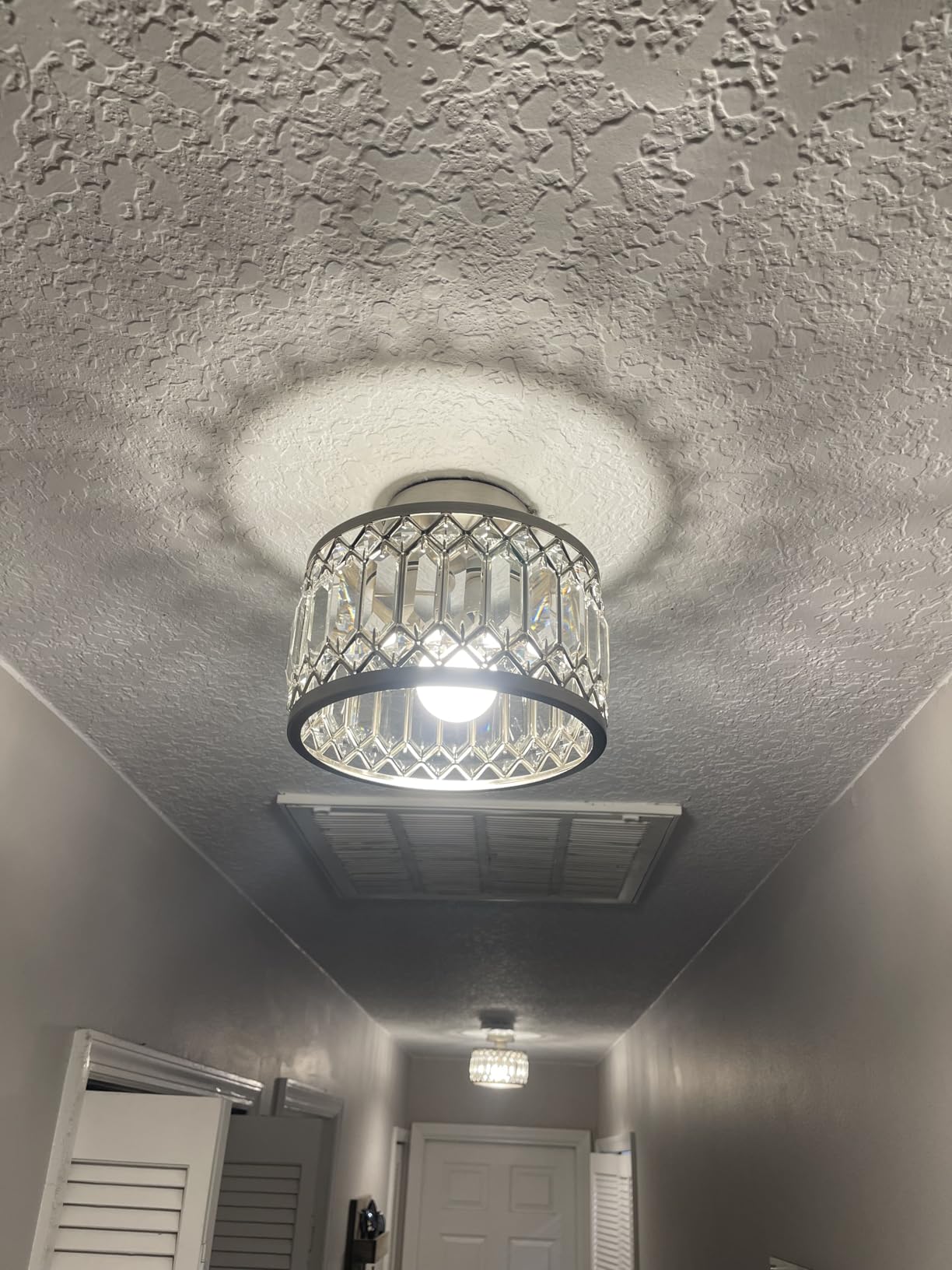 Rpzloila Crystal Ceiling Light Fixture, Modern Flush Mount Ceiling Light, Black Crystal Chandelier for Kitchen Bedroom Bathroom Entryway Hallway customer photo 2