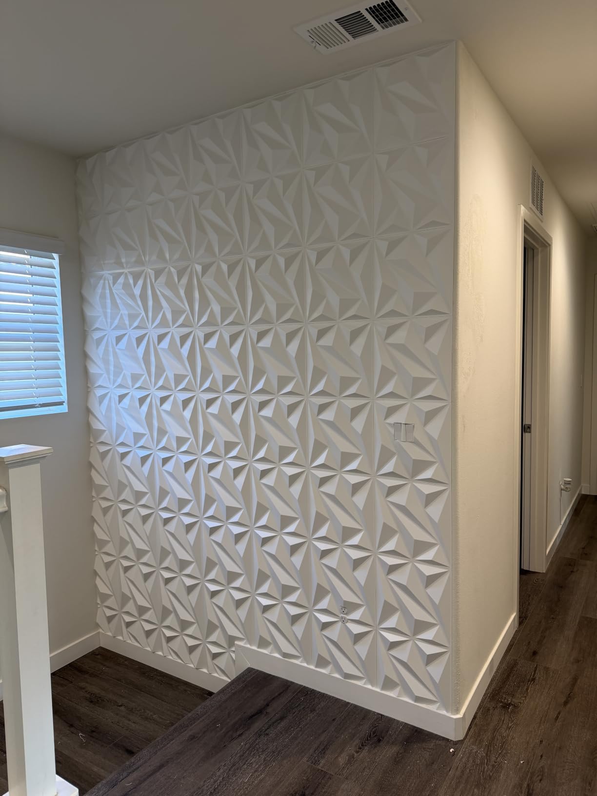 33 Pack 3D Wall Panel Diamond for Interior Wall Décor, PVC Textured Wall Panels, 12''x12'' Cover 32.Sq.Ft. Gold Veined White | PVC Accent Wall Panels customer photo 1