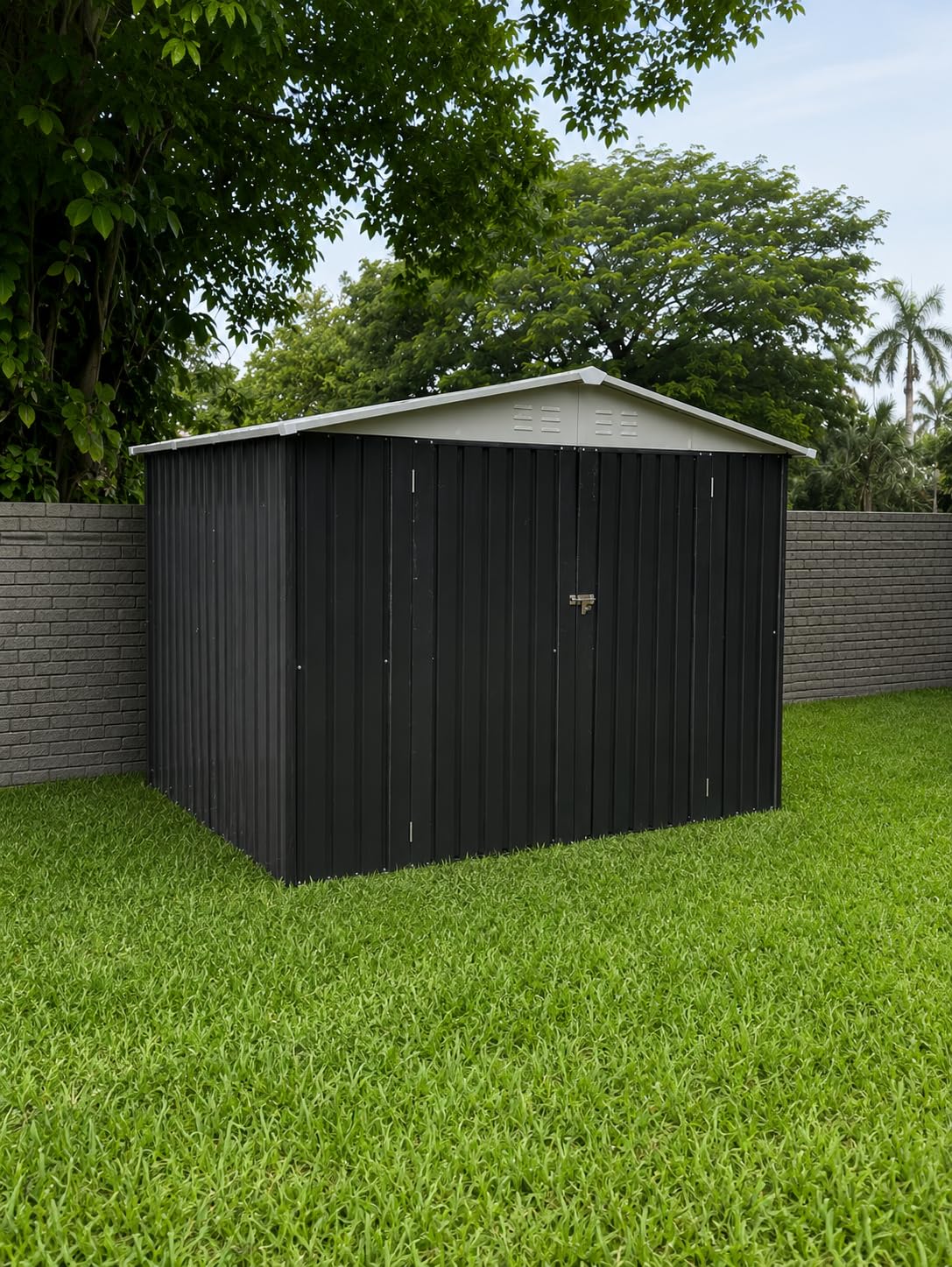 Polar Aurora 8 x 12 FT Outdoor Storage Shed | Metal Garden Shed with Updated Frame Structure, Tool Sheds for Backyard Garden Patio Lawn Black customer photo 1