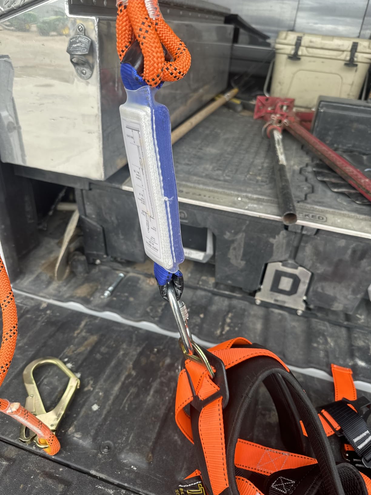 TRSMIMA Safety Harness Fall Protection - Harness Kit for Men Construction | Fall Arrest Roofing Harness Kit Men Full Body Harness with Lanyard for Work Upgrade 4 Quick Buckles Orange customer photo 2