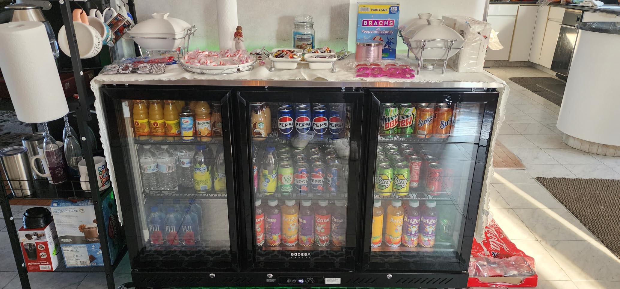 BODEGACOOLER Commercial Bar Cooler With 3 Glass Doors,12 Cu.Ft Counter Height Back Beverage Refrigerator,Display Bar Fridge with LED Lighting,Beverage Cooler for Beer Stainless Steel Top,With Casters customer photo 1