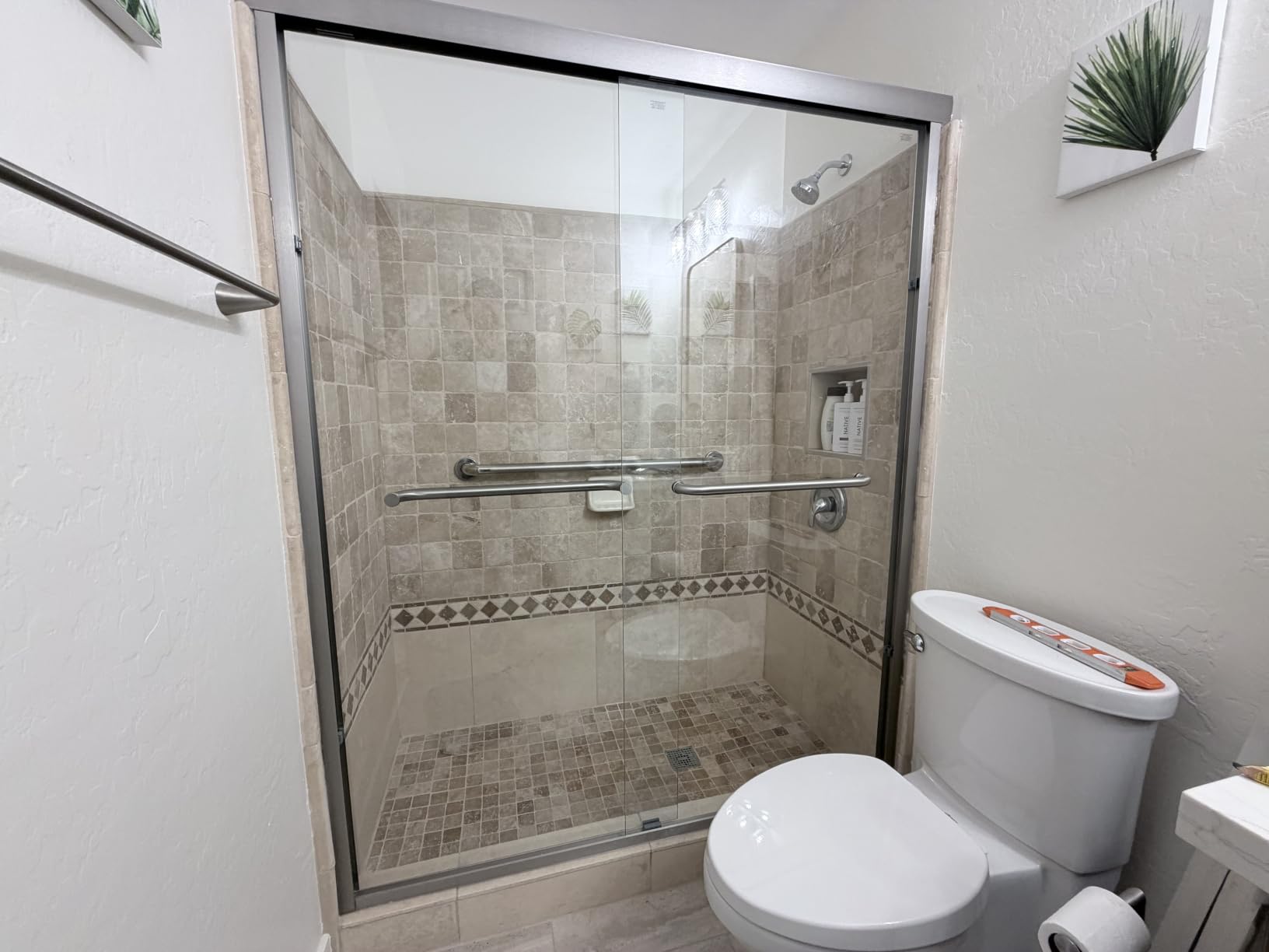 Shower Door 68-72 in. W x 72 in. H Double Sliding Semi-Frameless Bypass Bathroom Shower Glass Doors, 1/4 inch Clear Tempered Glass Door for Walk-in Shower Matte Black customer photo 2