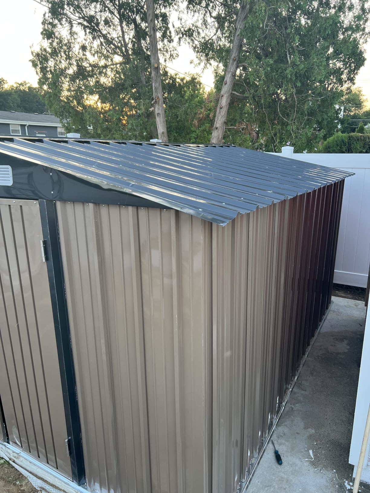 Aoxun 10 x 12FT Outdoor Storage Shed with Double Hinged Large Door Utility Garden Shed with Lockable Door & Sloped Roof Metal Sheds Outdoor Storage for Garden, Backyard, Patio and Backyard, Brown customer photo 1