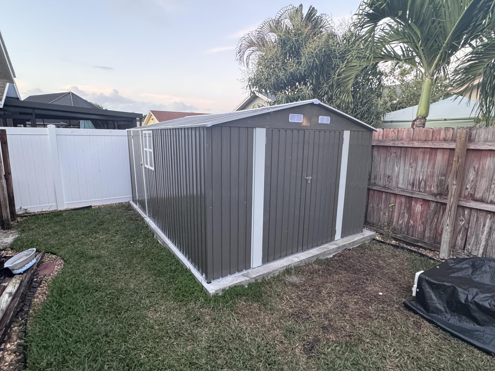 10x14x6.7FT Outdoor Storage Shed, Galvanized Steel Garden Shed with Lockable Door & Window, Waterproof Metal Tool Storage for Garden, Backyard, Patio, Lawn(Grey) customer photo 1