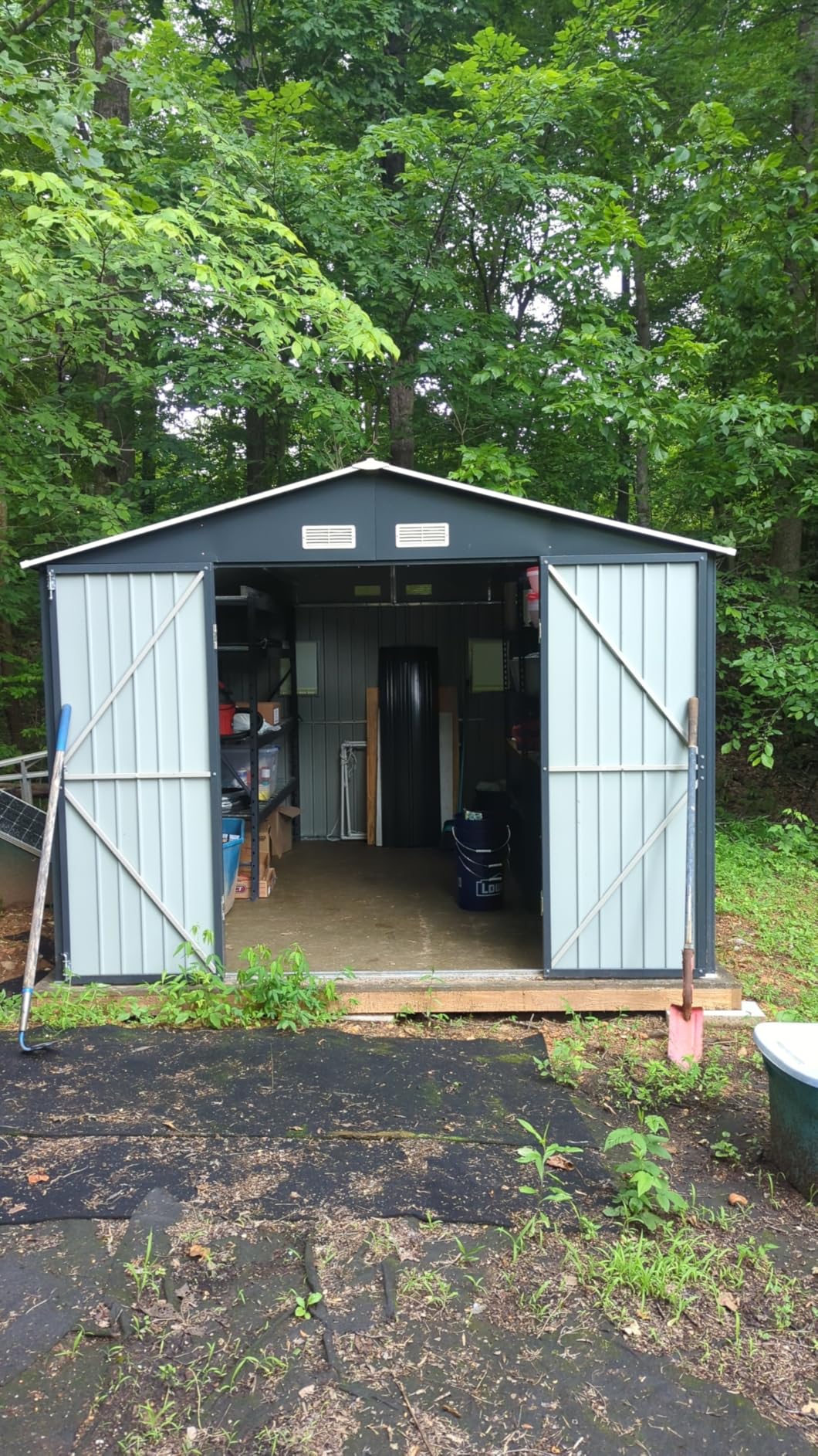 Breezz 10x12 FT Outdoor Storage Shed with Skylight Roof Panels, Metal Garden Tool Shed with Lockable Doors and Windows, Large Utility Shed for Patio Backyard Storage, Brown customer photo 2