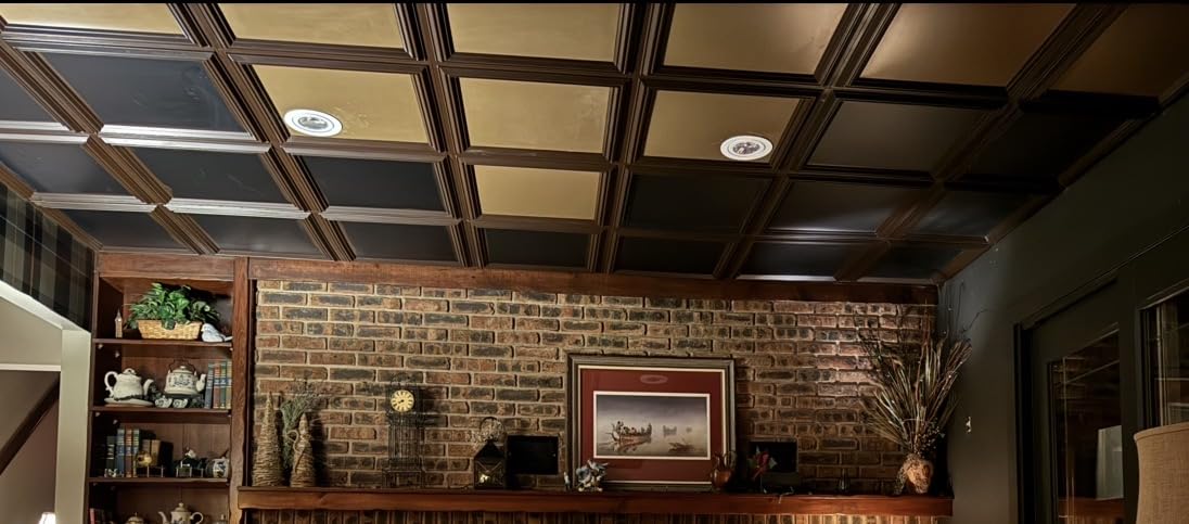Art3d Drop Ceiling Tiles 24x24in. (12-Pack, 48 Sq.ft), Wainscoting Panels Glue Up 2ft x 2ft for Interior Décor in Living Room, Bedroom & Office, Star Black customer photo 2