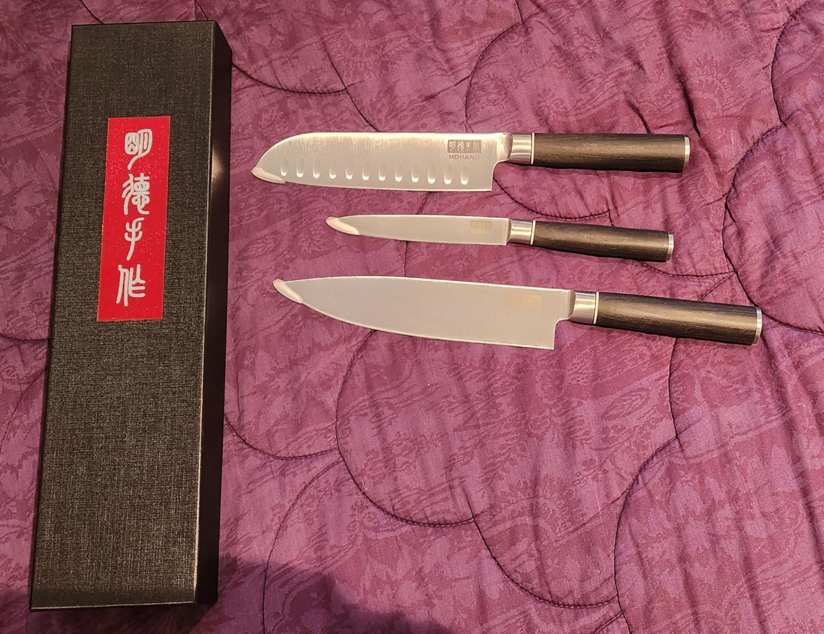 MDHAND Kitchen Knife Set 9 Pieces, Ultra Sharp Japanese Knife Set Gift Box | High Carbon Stainless Steel Chef Knife Set with Pakkawood Handle, Knives Set for Kitchen & Home Cooking, Dishwasher Safe customer photo 2