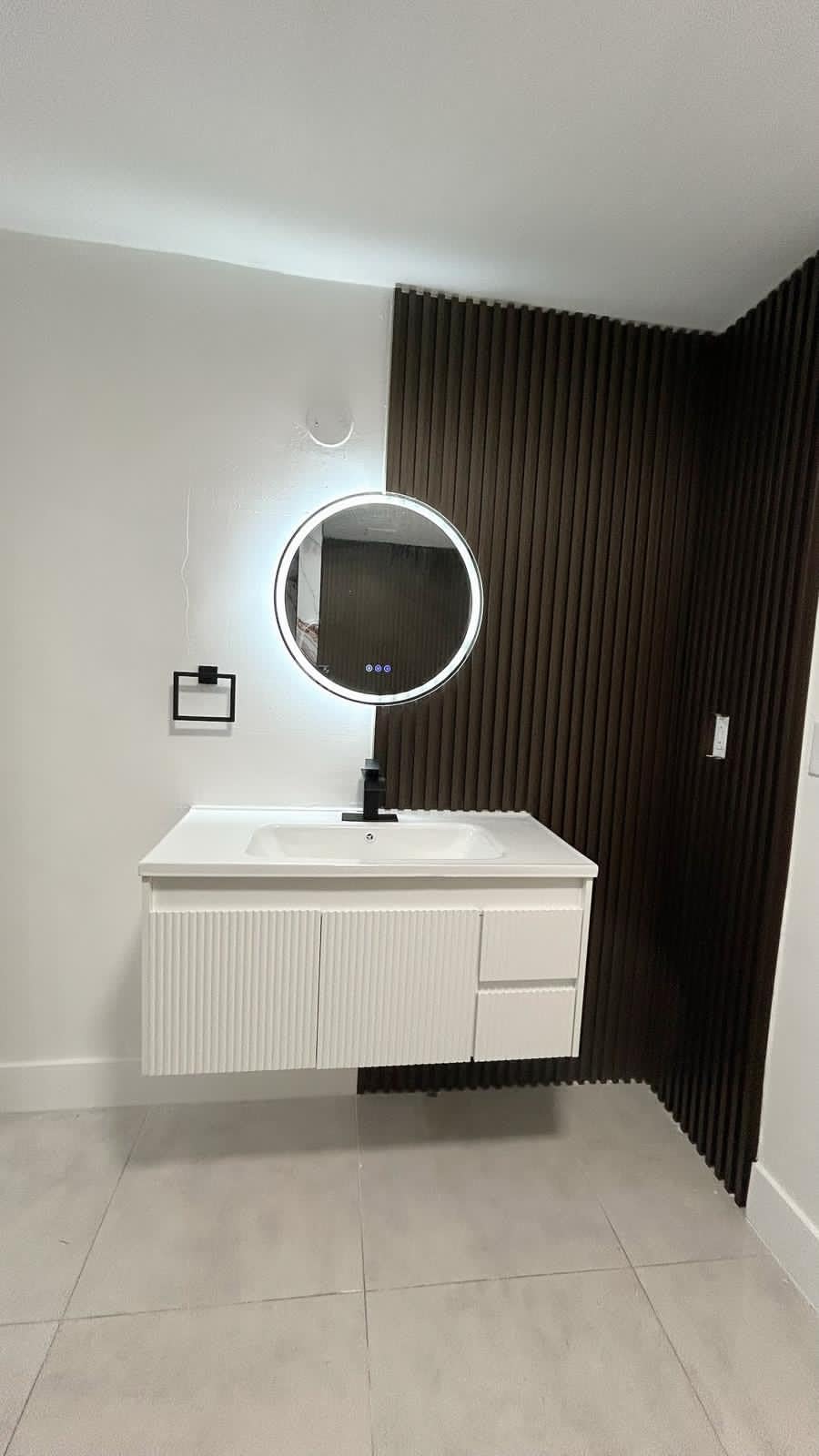 Ymise Floating Bathroom Vanity 32 Inch, Wall Mounted Bathroom Vanity with Ceramic Sink and 2 Drawers for Storage, Modern Wave-Carved Design Wooden Sink Cabinet, White customer photo 1