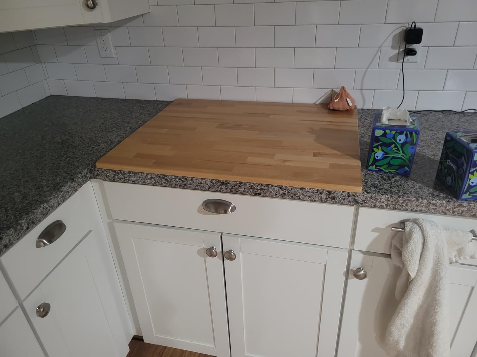 Finished Walnut Butcher Block Countertop, 48 x 25 x 1.5 In | Spacious solid walnut top with a sealed finish for kitchen islands, desks, dining tables, coffee bars and custom furniture customer photo 1
