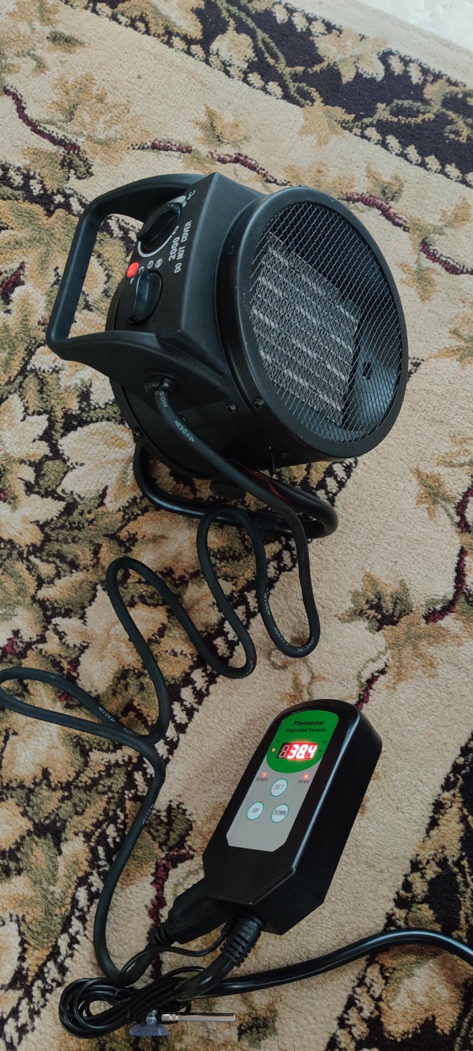 Greenhouse Heater with Thermostat, 1500W Electric Heater Auto Temperature Control Kit Digital Display, Fast Heating, Overheat Protection, for Grow Tent, Greenhouse, Flower Room, Winter Plants, Patio customer photo 2