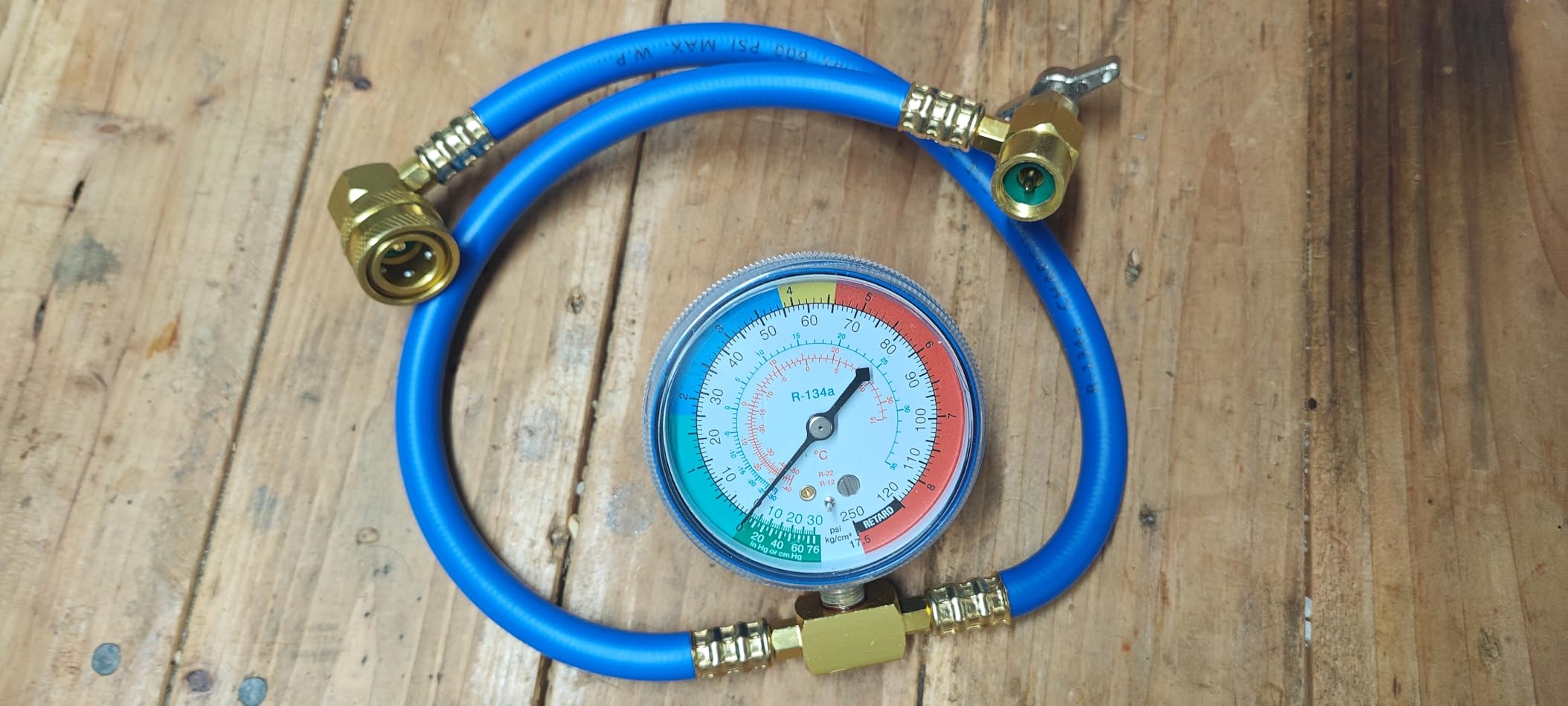 R134A Car AC Refrigerant Charge Hose Kit, Air Conditioning Charge Hose with Gauge & 1/2 Dispensing Valve, Vehicle Refrigerant Recharge Measuring Accessories, Universal Fit customer photo 1