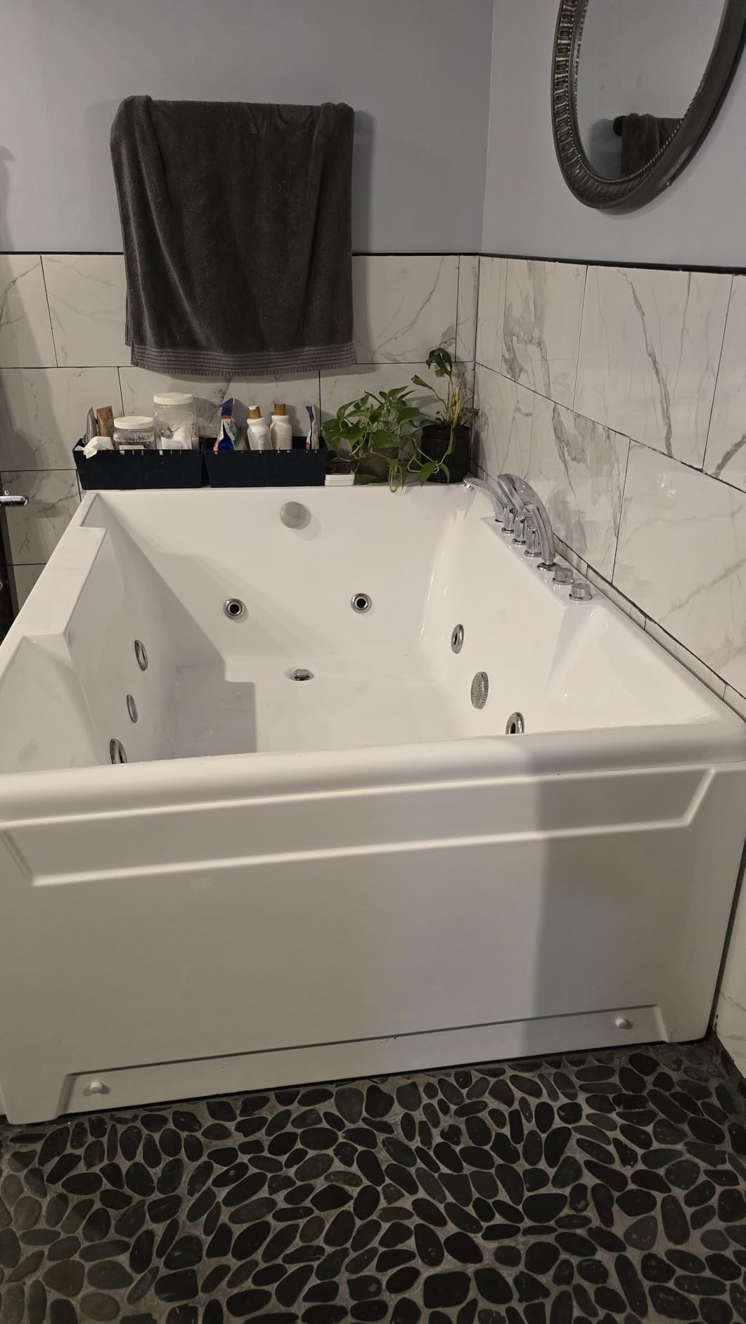 72-Inch Whirlpool Jetted Tub, Acrylic Hydro Massage Bathtub with 10 Jets, Alcove, Color-Changing LED Lights, 2-Person Jetted Bath Tub for Couples customer photo 1