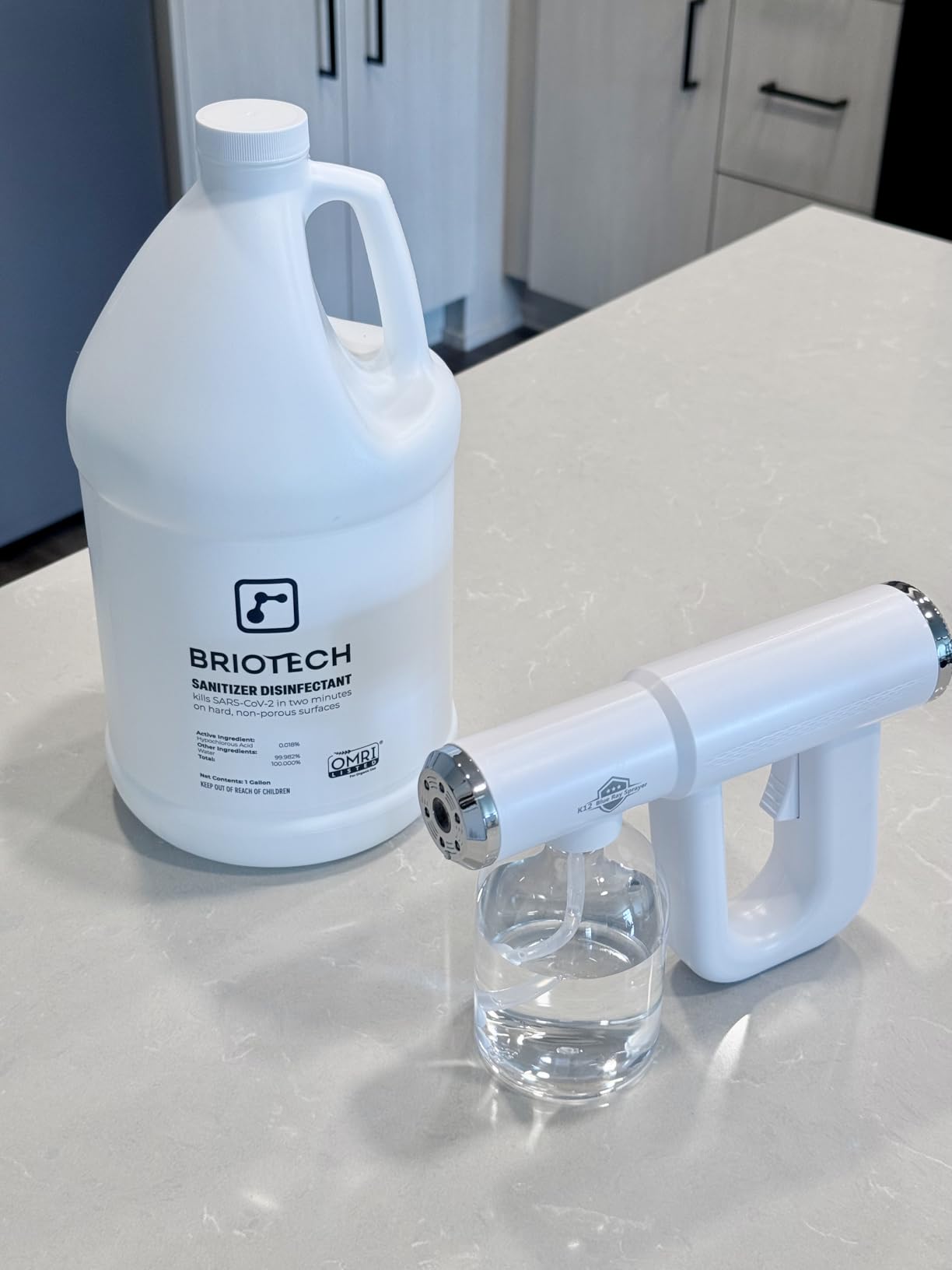 Nano Spray Gun, Cordless Atomizer Sprayer and Fogger Applicator, White | Sanitizer Mister with Blue Light, 320ml Tank for Disinfectant Liquids, 3 Meter Reach, USB-C Rechargeable, 1 Year Warranty customer photo 1