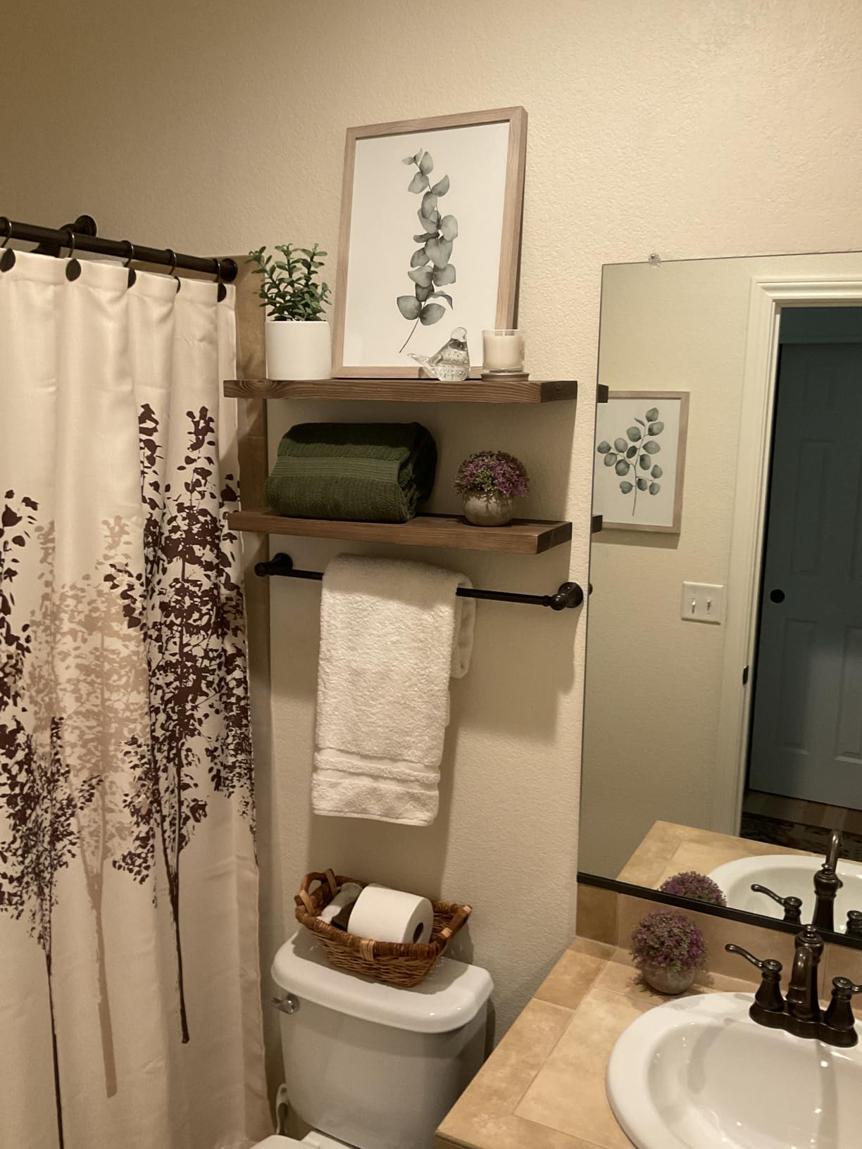 BGMG Wood Floating Shelves for Wall 42 inch Set of 2, Dark Walnut Floating Shelves,Solid Wood Wall Mount Shelves for Bathroom Living Room Bedroom Kitchen Farmhouse -42x 6.7 x1.25 inch customer photo 1
