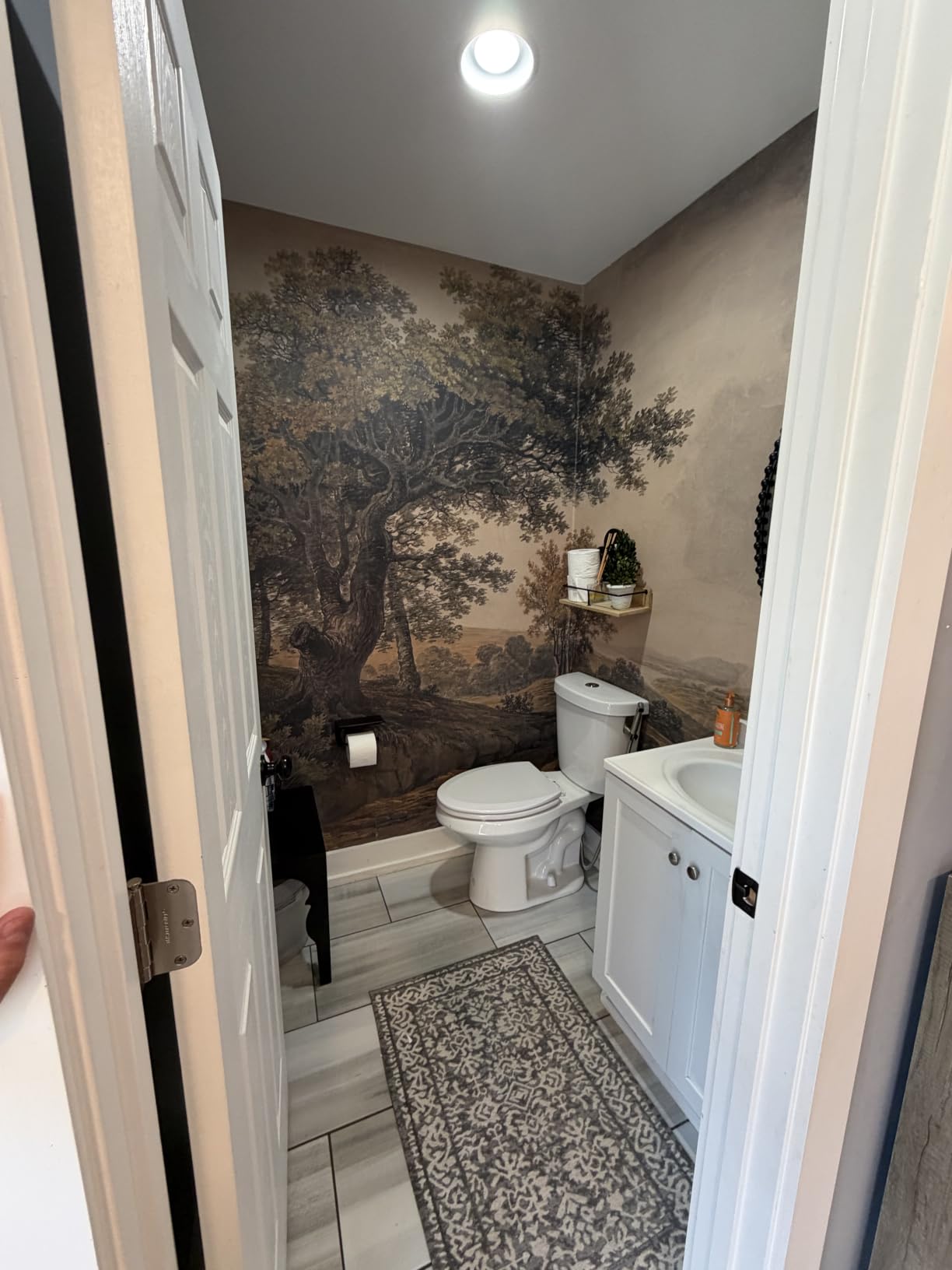 YQWDMX - Beige Forest Peel and Stick Wallpaper Jungle Self-Adhesive Mural for Living Room ZY12 M customer photo 1