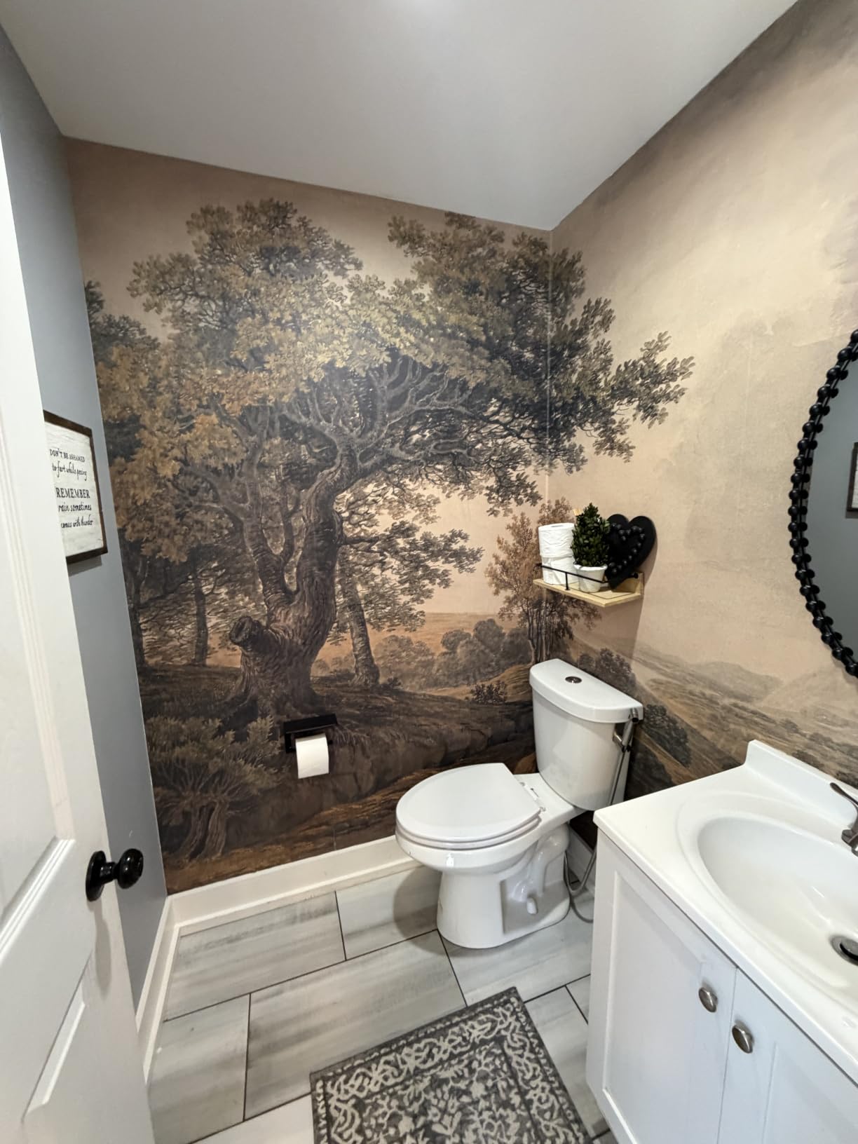 YQWDMX - Beige Forest Peel and Stick Wallpaper Jungle Self-Adhesive Mural for Living Room ZY12 M customer photo 2