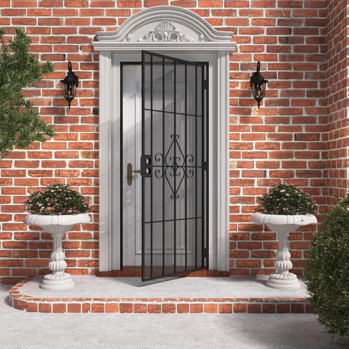 JUBEST 32 in. x 80 in. Security Screen Door, Surface Mount Reversible Powder Coated Black Outswing Steel Security Door with Expanded Metal Screen customer photo 1