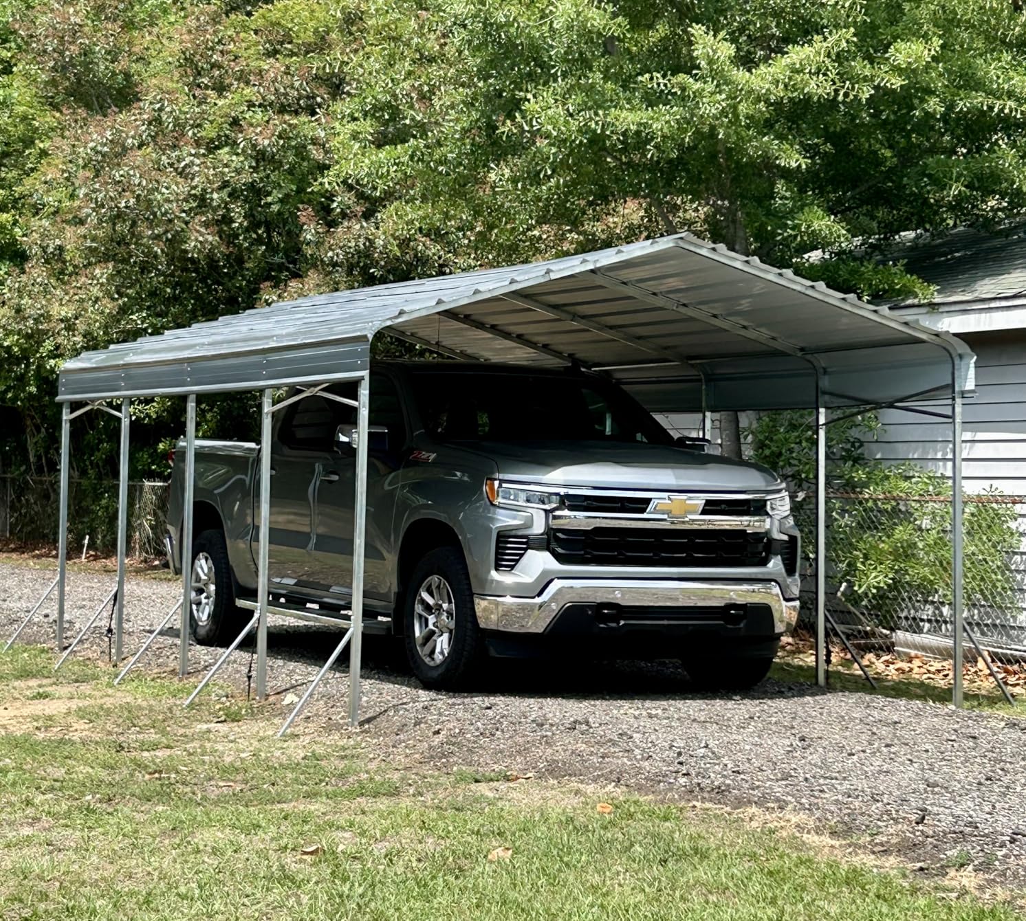 12x20FT Heavy Duty Metal Carport, Outdoor Garage | Grey galvanized carport with durable structure, provides weather protection for cars, trucks, boats and equipment customer photo 1