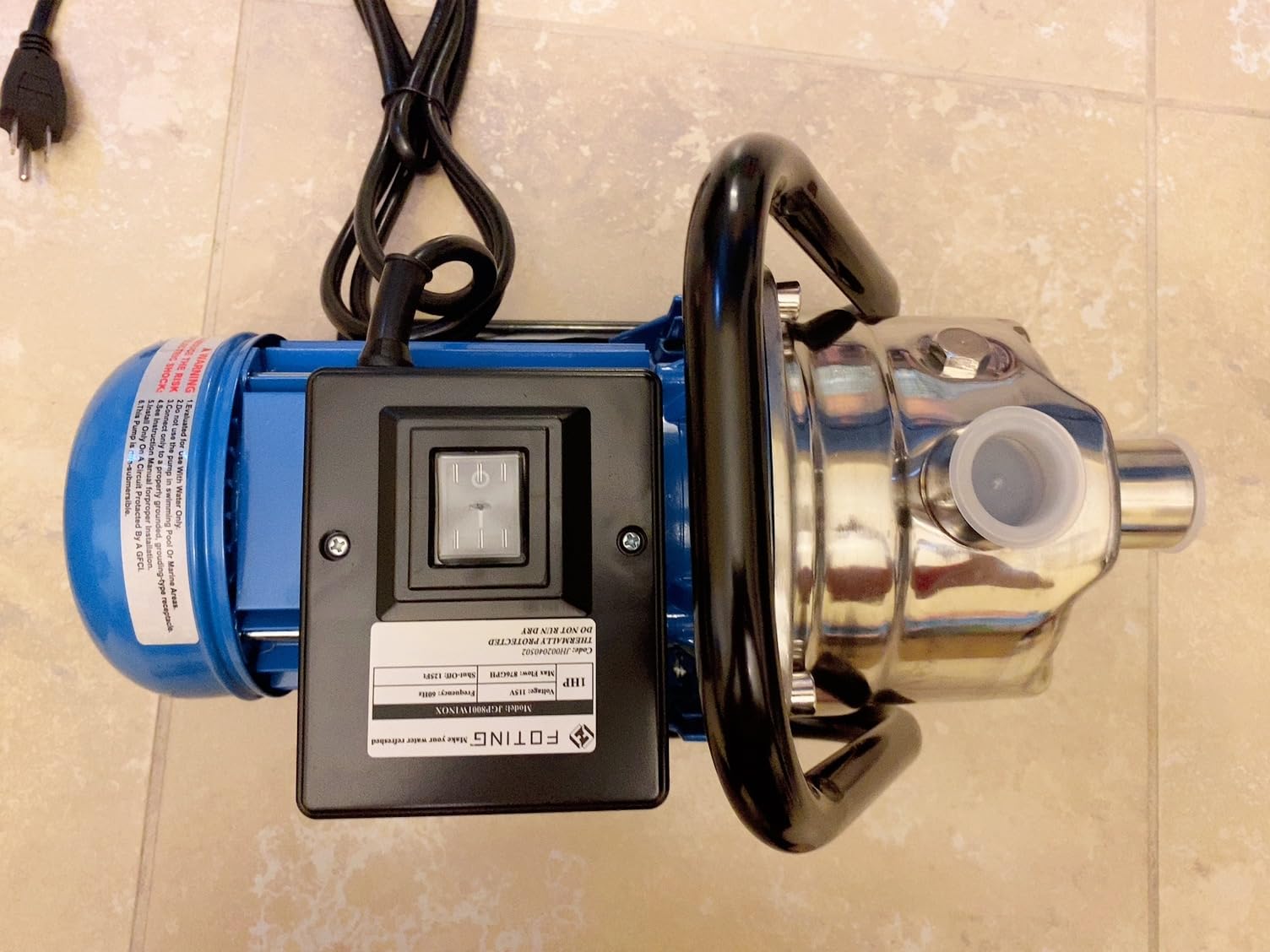 FOTING 1.6HP Portable Shallow Well Pump, 1600GPH 115V Garden Pump Jet Pumps, Stainless Steel Water Transfer Draining Irrigation Pumps, Water Booster Jet Pump for Home Garden Lawn Farm, Blue customer photo 2