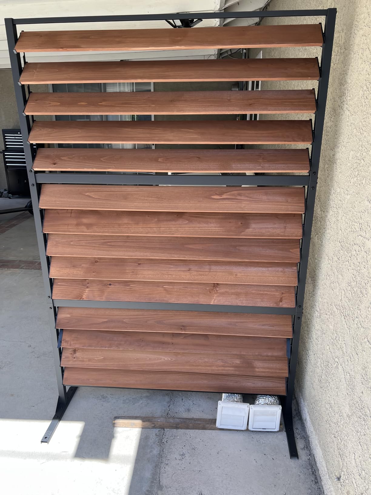 Modern Shade 6x4 ft Louvered Wood Privacy Fence Panel with Louverd Slats | Adjustable Screen with FSC Natural Cedar, Freestanding or Mounted Outdoor Privacy Fence for Deck Privacy Screen, 1 Panel customer photo 1