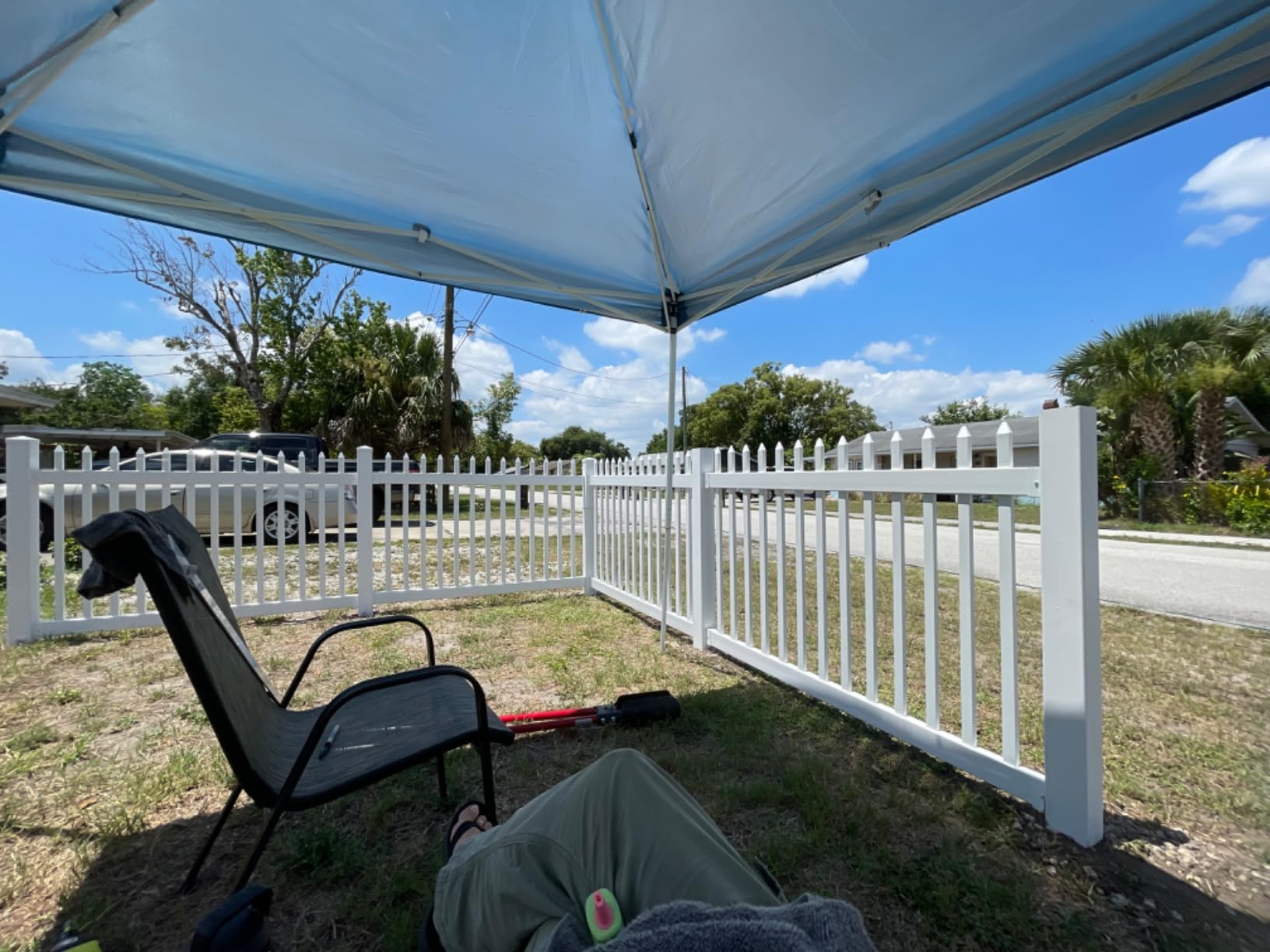 WamBam Cambridge Privacy Fence, White Vinyl No Dig DIY Kit | 6ftH x 6ftW, 1 Panel + 1 Post, BL19110 customer photo 1