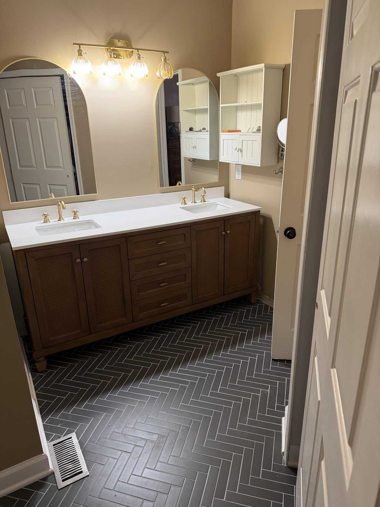 72 Inch Double Sink Bathroom Vanity, Dark Walnut | Fully Assembled Bathroom Sink Cabinet, Marble Countertop & Backsplash, Soft Closing 4 Doors & 3 Drawers, Adjustable Shelves customer photo 1
