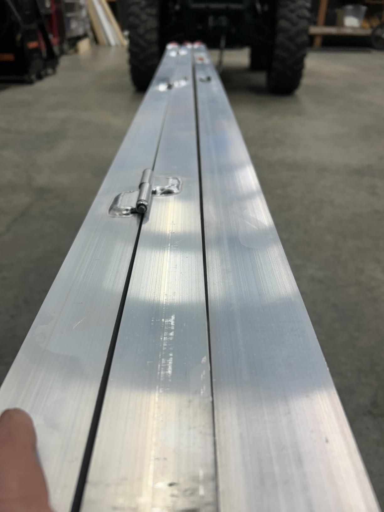 1500LBS Aluminum Tri-Fold Ramp for Pickup Trucks ATV 76x50in | Aluminum ATV ramps for pickup trucks, with anti-slip treads load straps, fits pickup trucks, trailers, motorcycles, utv customer photo 2