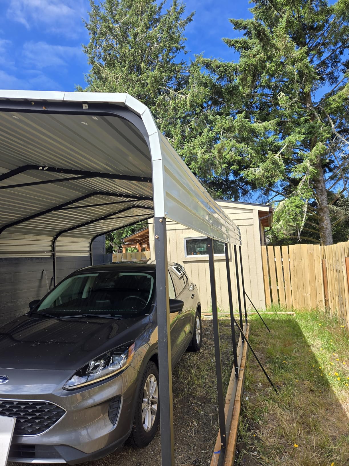 DAUSOLA 10x15 FT Metal Carport, Heavy Duty Carports Canopy with Updated Enhanced Base and Roof for All-Weather Use, Outdoor Galvanized Car Shelter, Car Port Garage for Car, Boats and Tractors, Grey customer photo 1