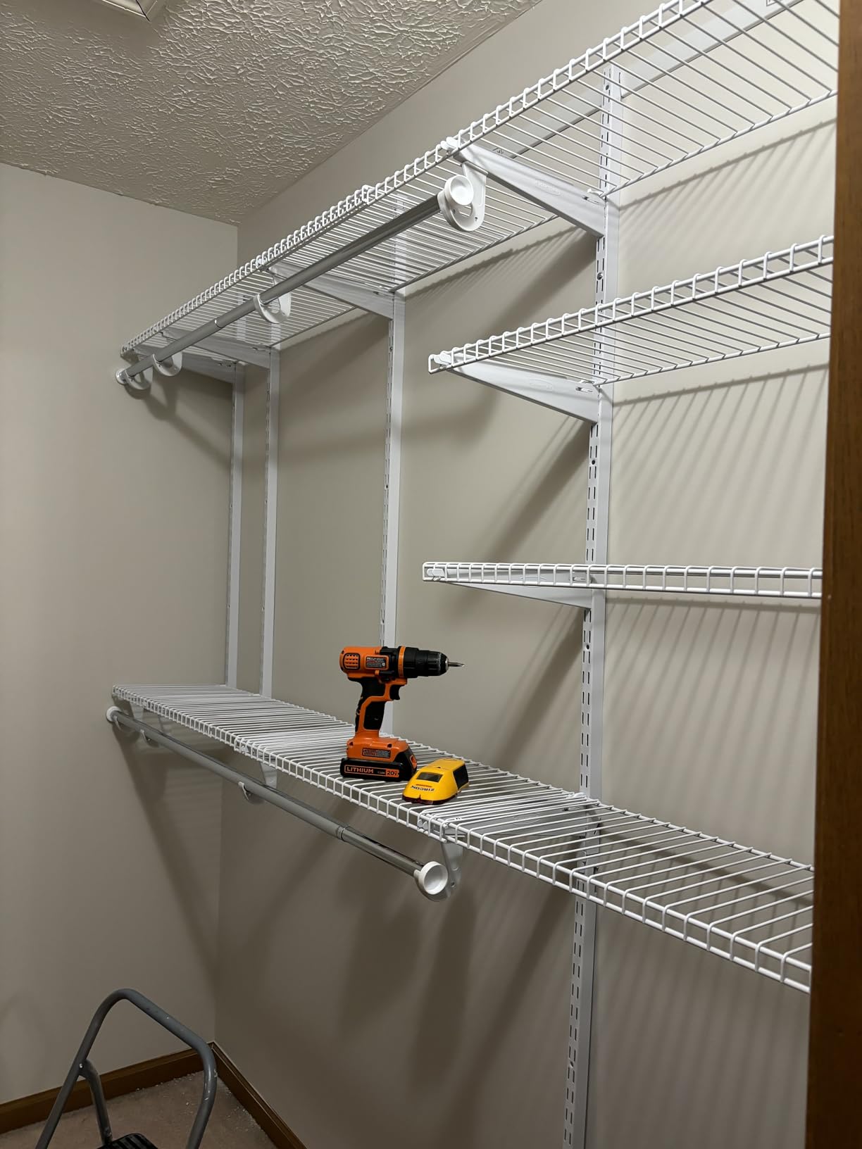 Rubbermaid Configurations Deluxe Custom Closet Kit 4-8 Ft. Adjustable Metal Wire Shelving Titanium Finish Expandable Organization System Hardware Included for Home Closet/Pantry/Laundry/Mudroom customer photo 2