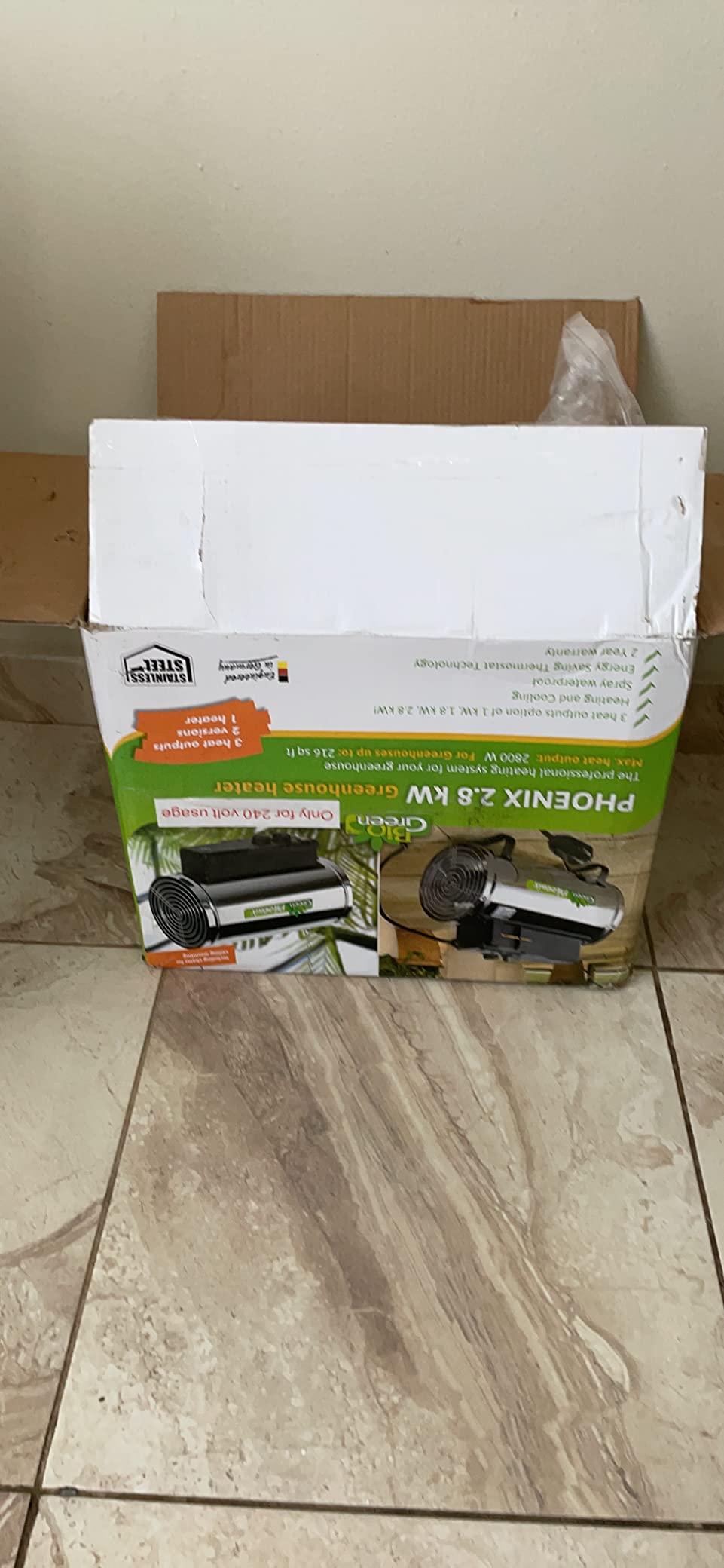 Bio Green PHX 2.8/US Phoenix Greenhouse Heater - 220-240V - 9553 BTU Stainless Steel - Electric Heating and Cooling System for Greenhouse, Shed, Garage - Corded Garage Heater with Frost Detection customer photo 2