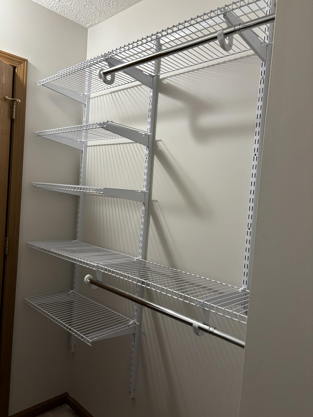 Rubbermaid Configurations Deluxe Custom Closet Kit 4-8Ft. Adjustable Metal Wire Shelving White Finish Expandable Organization System Hardware Included for Home Closet/Pantry/Laundry/Mudroom customer photo 2