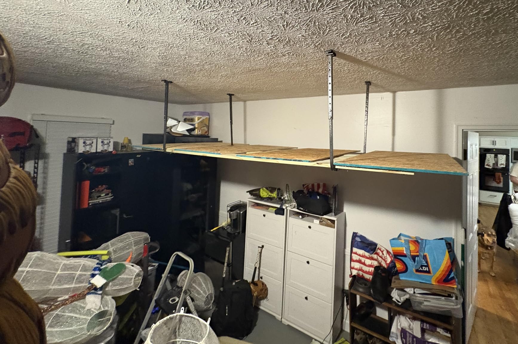 HyLoft 33 in. x 34 in. Adjustable Garage Ceiling Mount Storage Rack Kit, Garage Overhead Storage Bracket, 80842-10, White customer photo 1