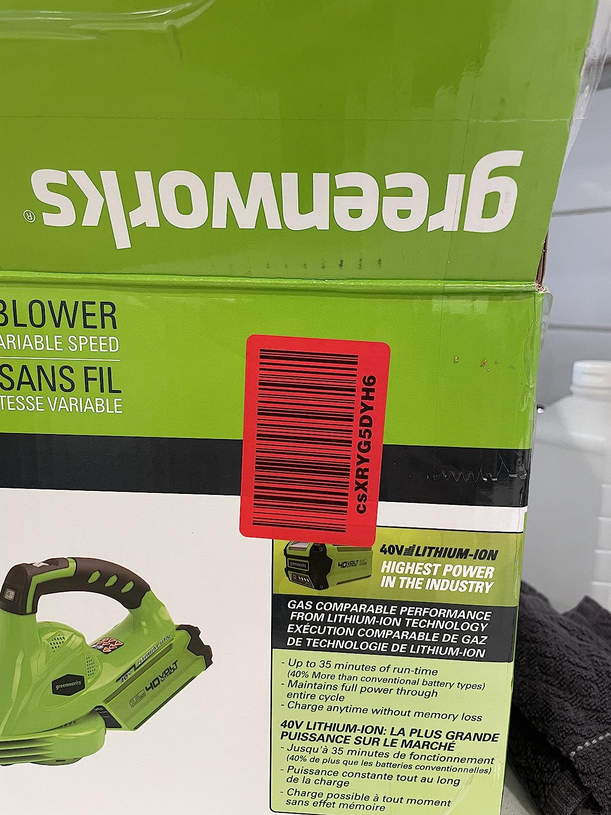 Greenworks 40V Cordless Leaf Blower, 135 CFM, 2.0 Ah Battery and Charger customer photo 1