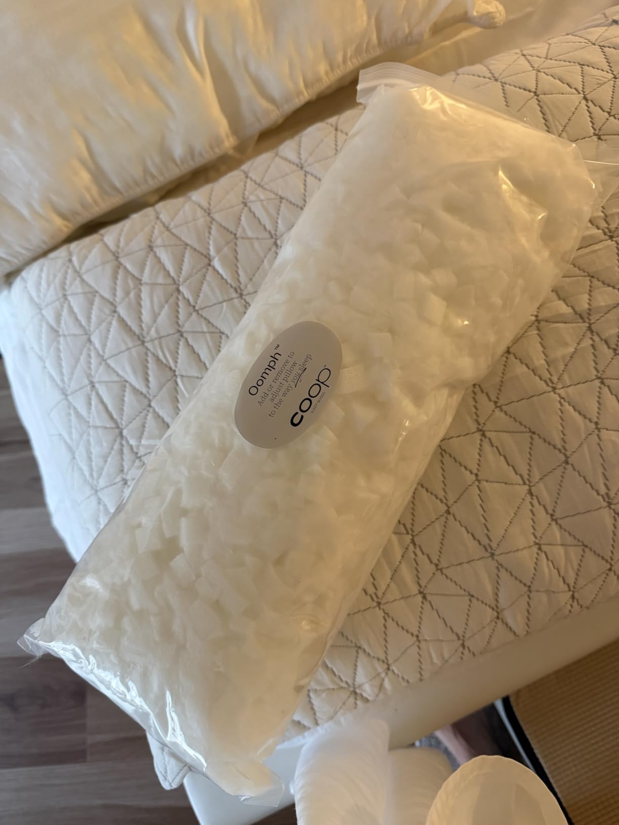 Coop Home Goods Original Adjustable Pillow, Queen Size Bed Pillow for Sleeping, Cross Cut Memory Foam Pillow - Medium Firm Back, Stomach and Side Sleeper Pillow, CertiPUR-US/GREENGUARD Gold customer photo 2