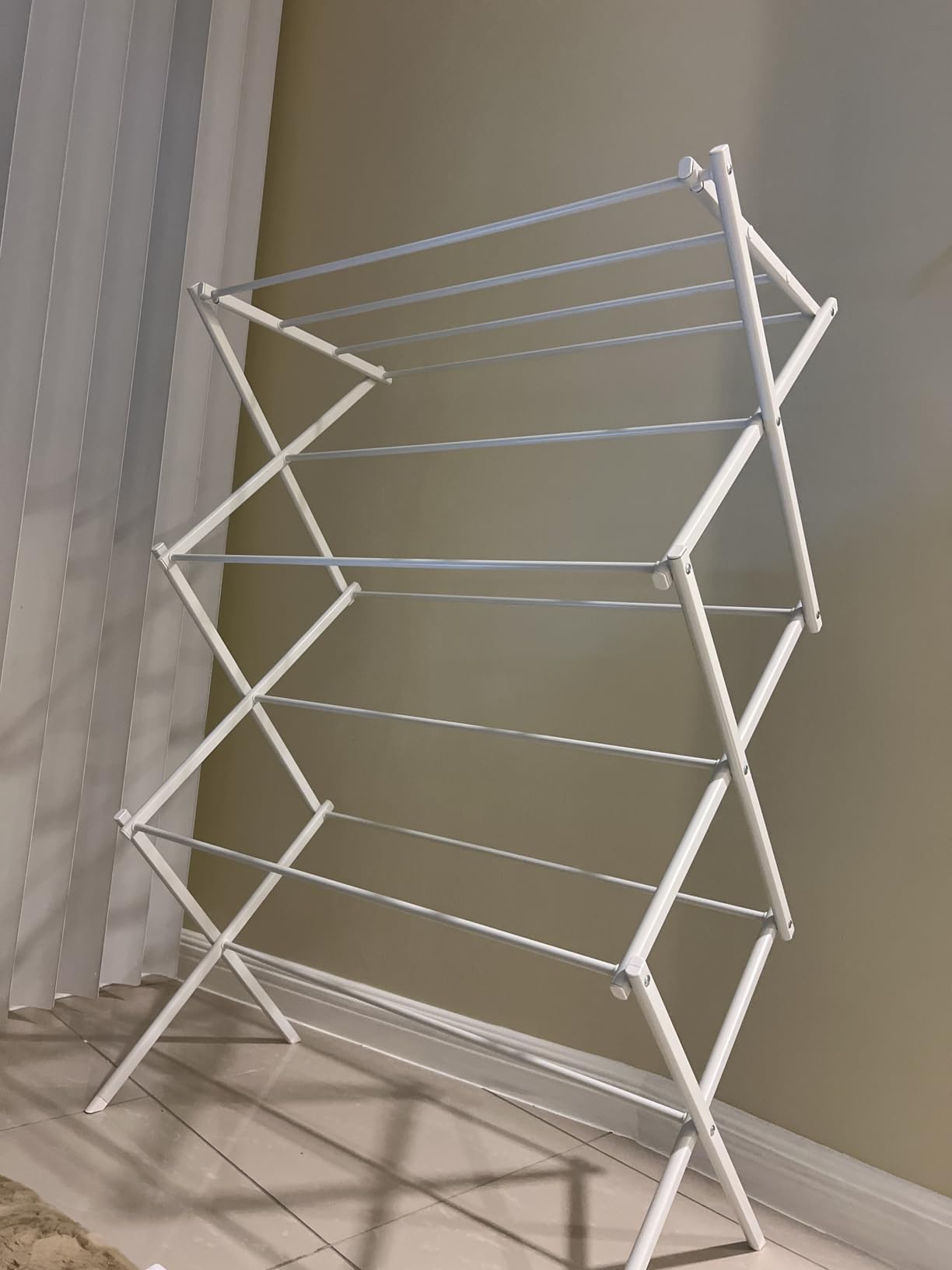 Amazon Basics Foldable Portable Metal Clothes Drying Rack for Indoor Air Drying customer photo 2