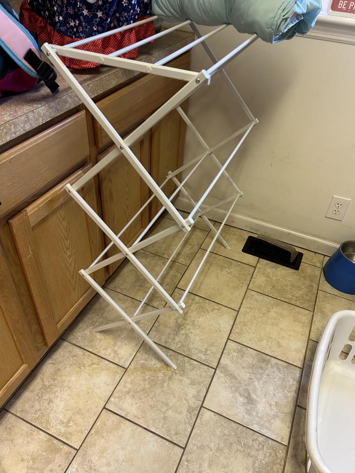 Amazon Basics Foldable Portable Clothes Drying Rack for Indoor Air Drying, Collapsible Design, 14.5