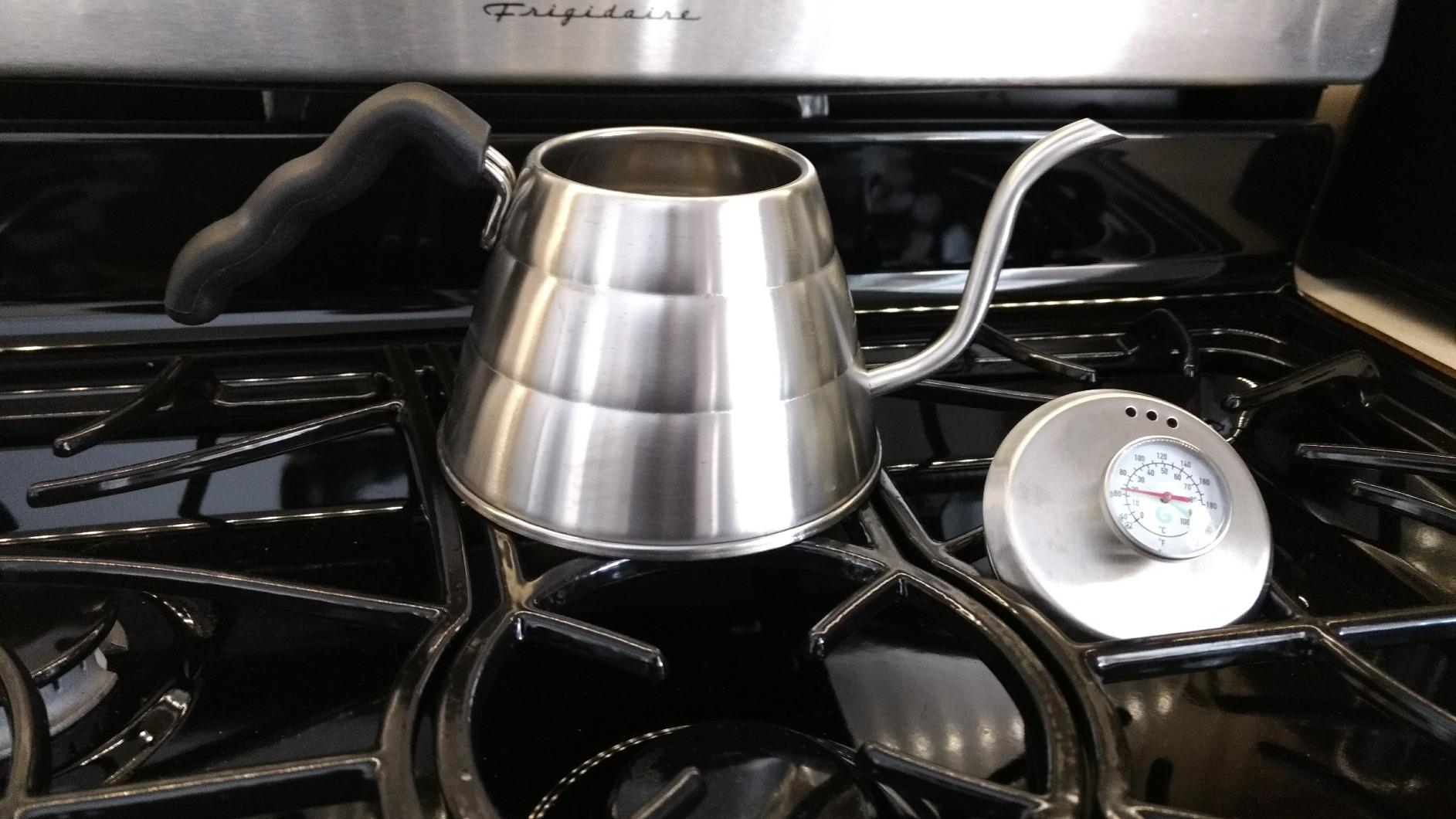Coffee Gator Gooseneck Kettle with Thermometer - 34oz Premium Stainless Steel Pour Over Coffee Maker Kettle, Stove Top, w/Precision Drip Spout, for Drip Coffee, French Press, Tea Kettle, 4 Cup, 1L customer photo 1