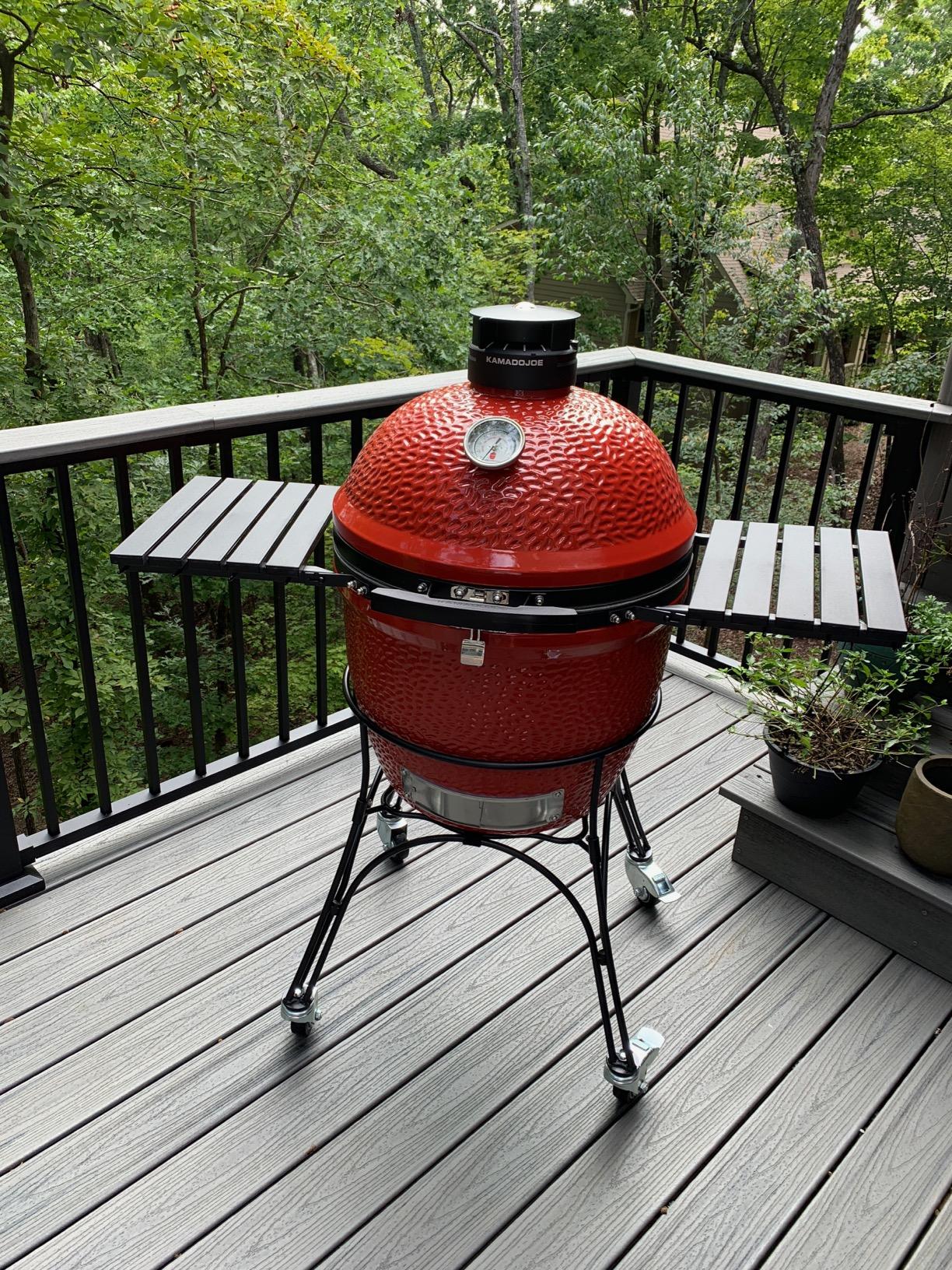 Classic Joe Series II 18-inch Ceramic Charcoal Grill and Smoker with Cart, Side Shelves, Stainless Steel Grates and 250 Cooking Square Inches customer photo 2