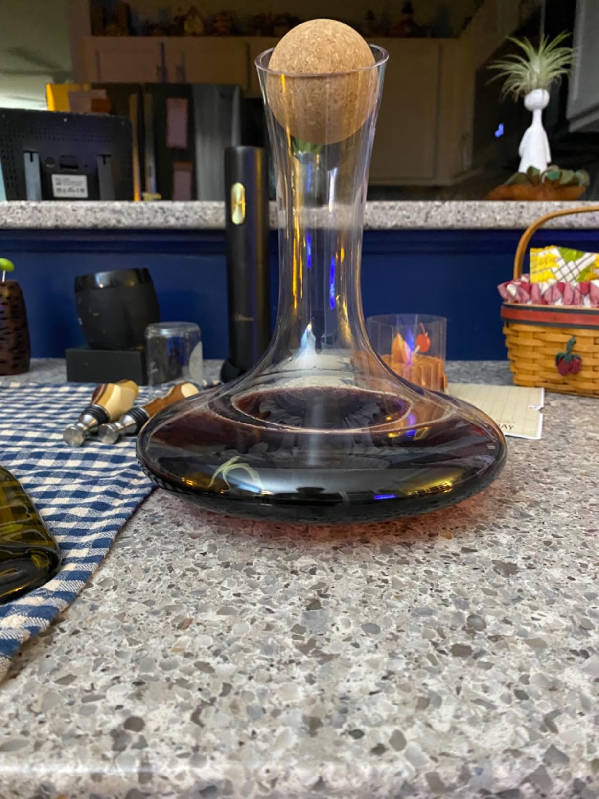 Wine Decanter & Accessories (Cork Stopper + Cleaning Beads) - 100% Lead-Free Crystal Wine Carafe customer photo 2