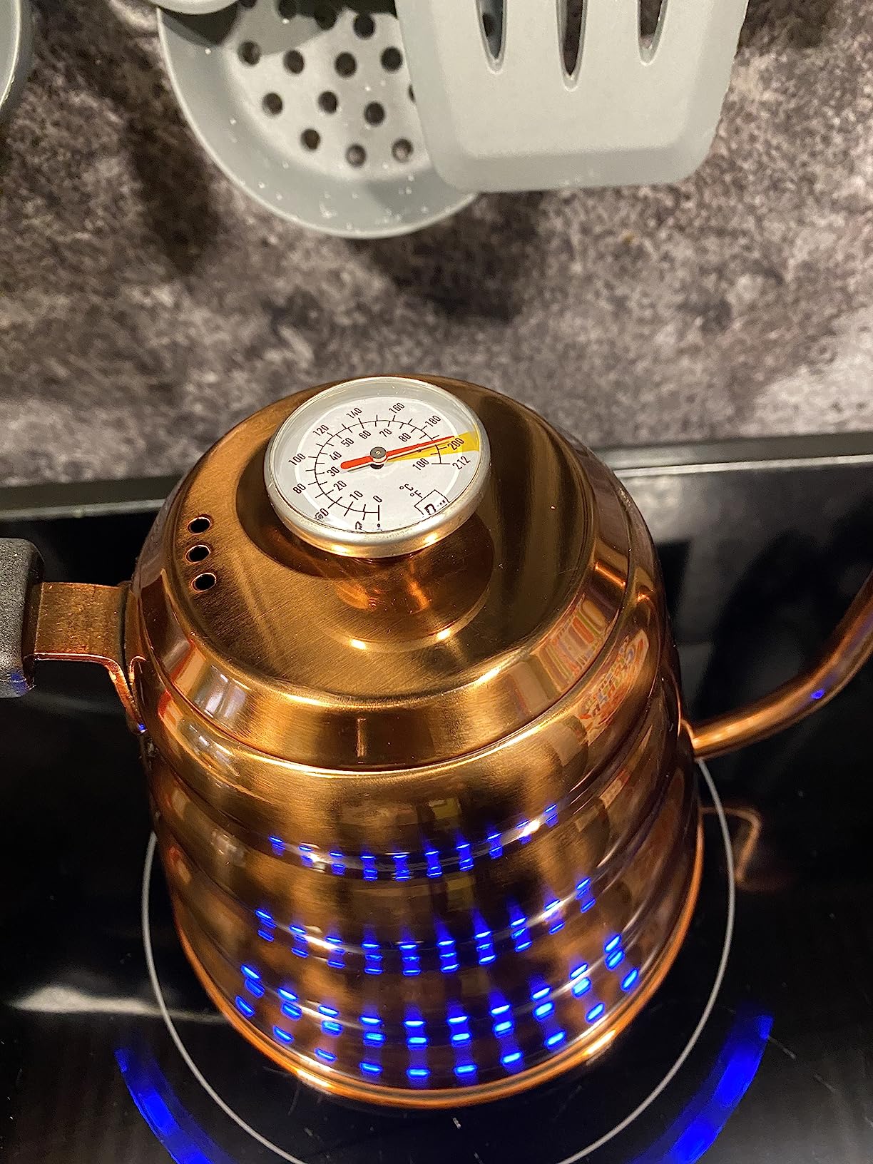 Barista Warrior Gooseneck Kettle with Thermometer - 1.2L Pour Over Coffee & Tea Kettle, 18/8 Stainless Steel Gooseneck Kettle Pot, Precision Pour Drip Spout, Suitable for All-Stoves (40 fl oz) customer photo 2