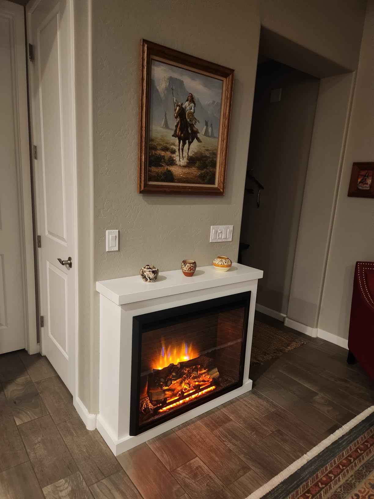 PuraFlame Western Electric Fireplace Insert with Fire Crackling Sound, Remote Control, 750/1500W, Black, 33 1/16 Inches Wide, 25 9/16 Inches High customer photo 1