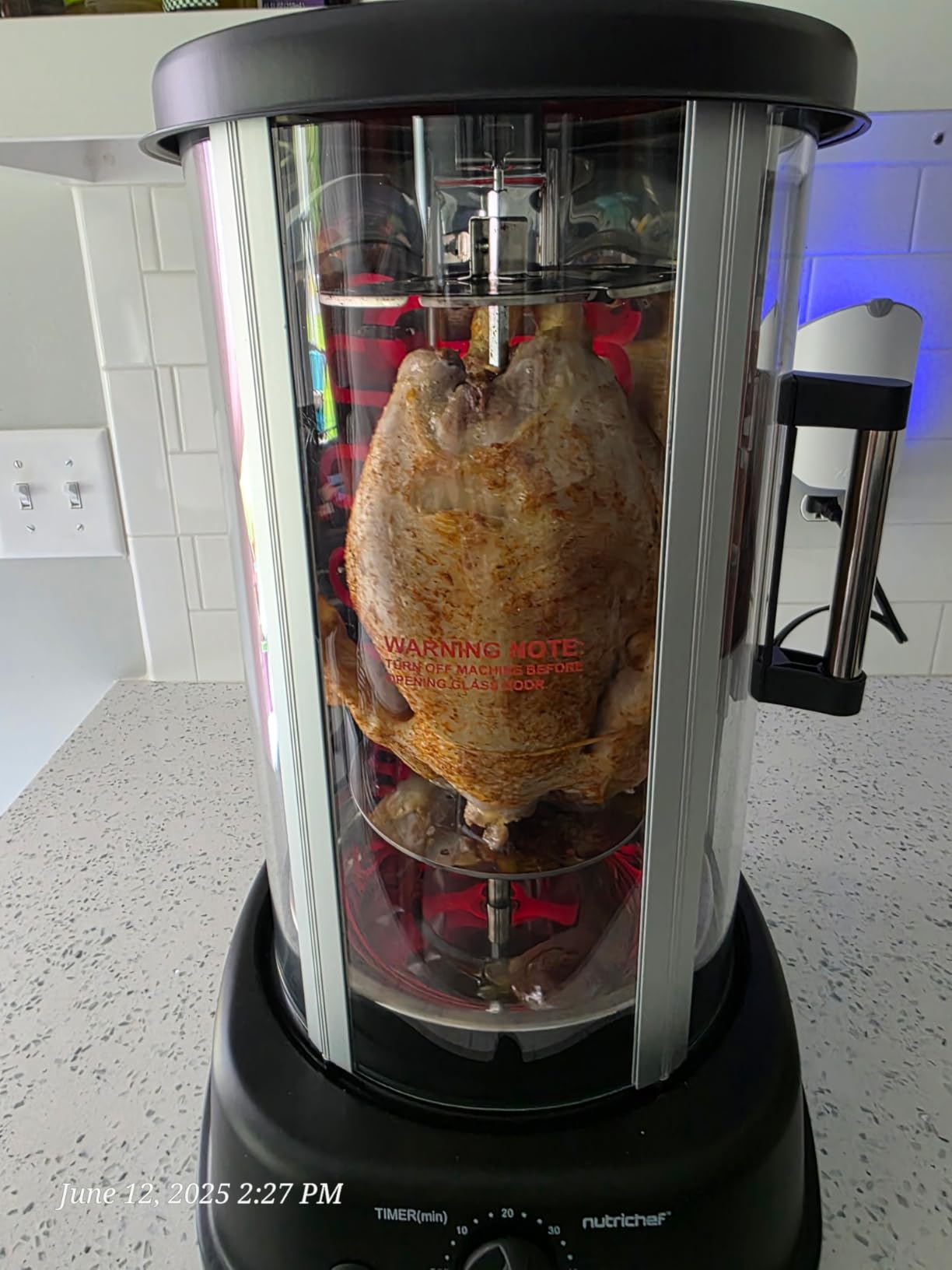 NutriChef Countertop Vertical Rotating Oven - Rotisserie Shawarma Machine, Kebob Machine, Stain & Heat Resistant Door & Energy Efficient, Includes Kebob Rack with 7 Skewers (PKRTVG34) customer photo 1